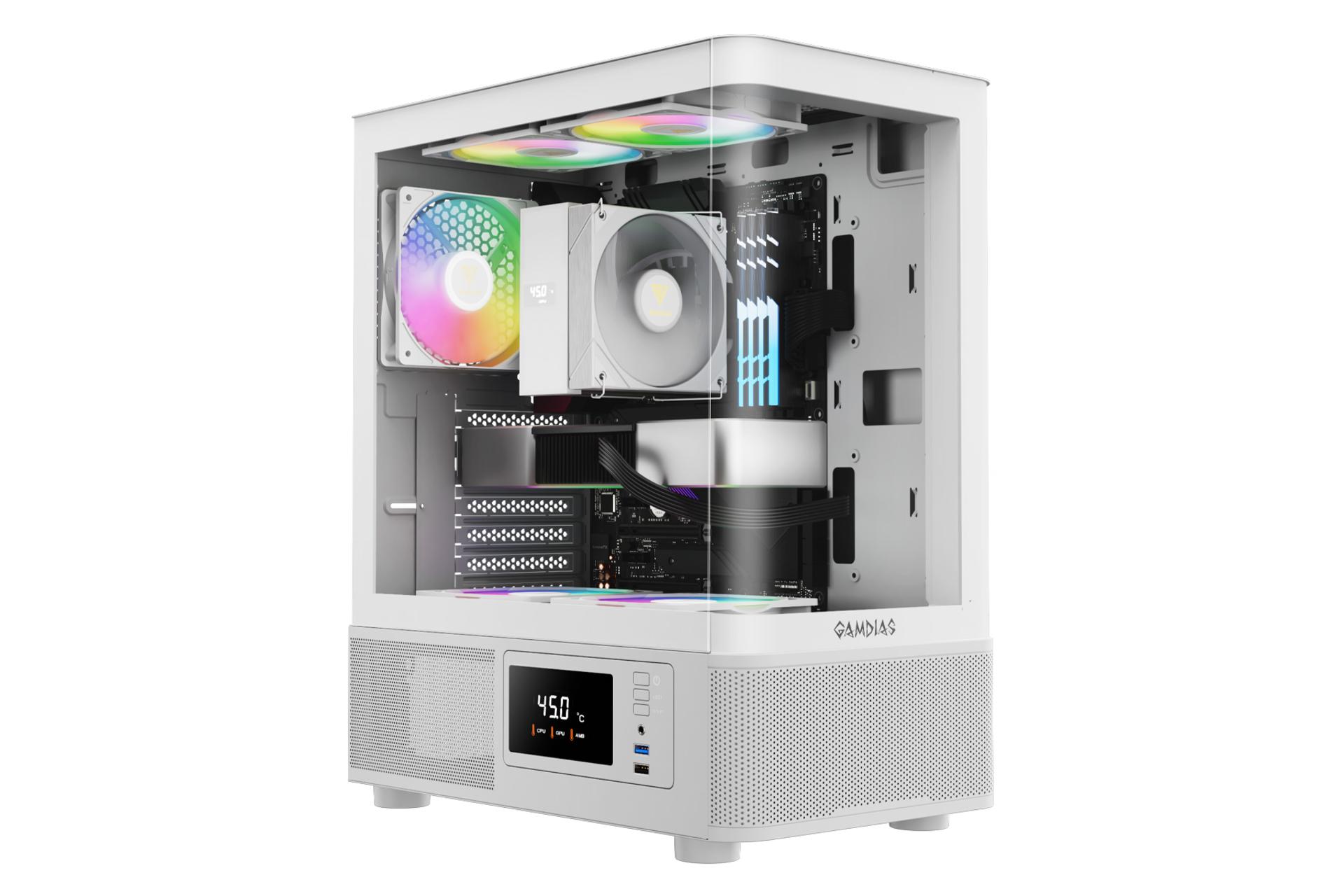 کیس کامپیوتر گیم دیاس ATLAS E2 CG رنگ سفید رنگ سفید