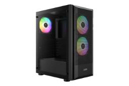 نمای نیمرخ کیس کامپیوتر گیم دیاس AURA GC6 با نمایش پنل جلو و سمت چپ