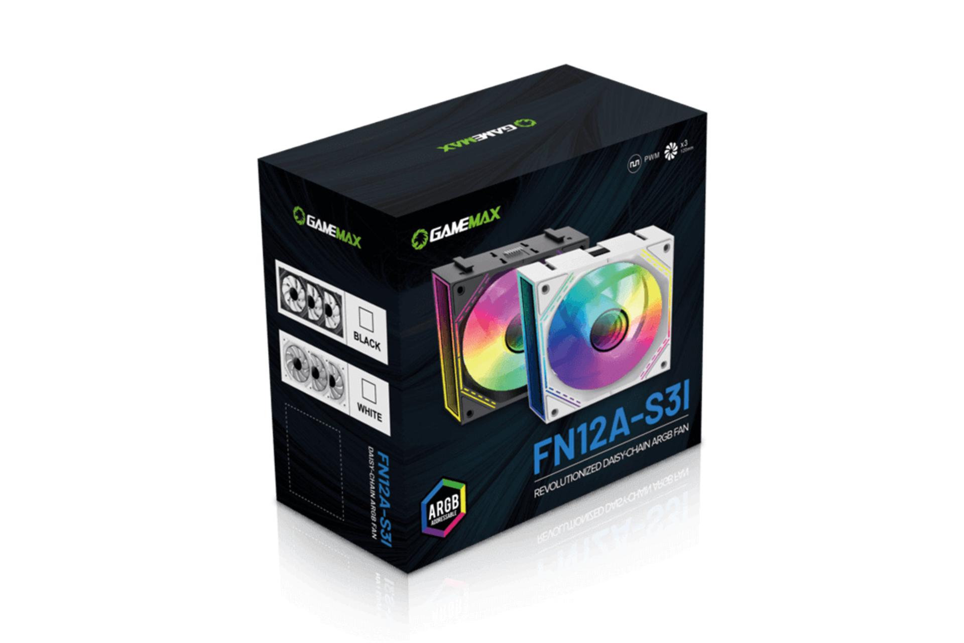جعبه فن کیس گیم‌ مکس FN12A-S3I-B بسته 3 عددی