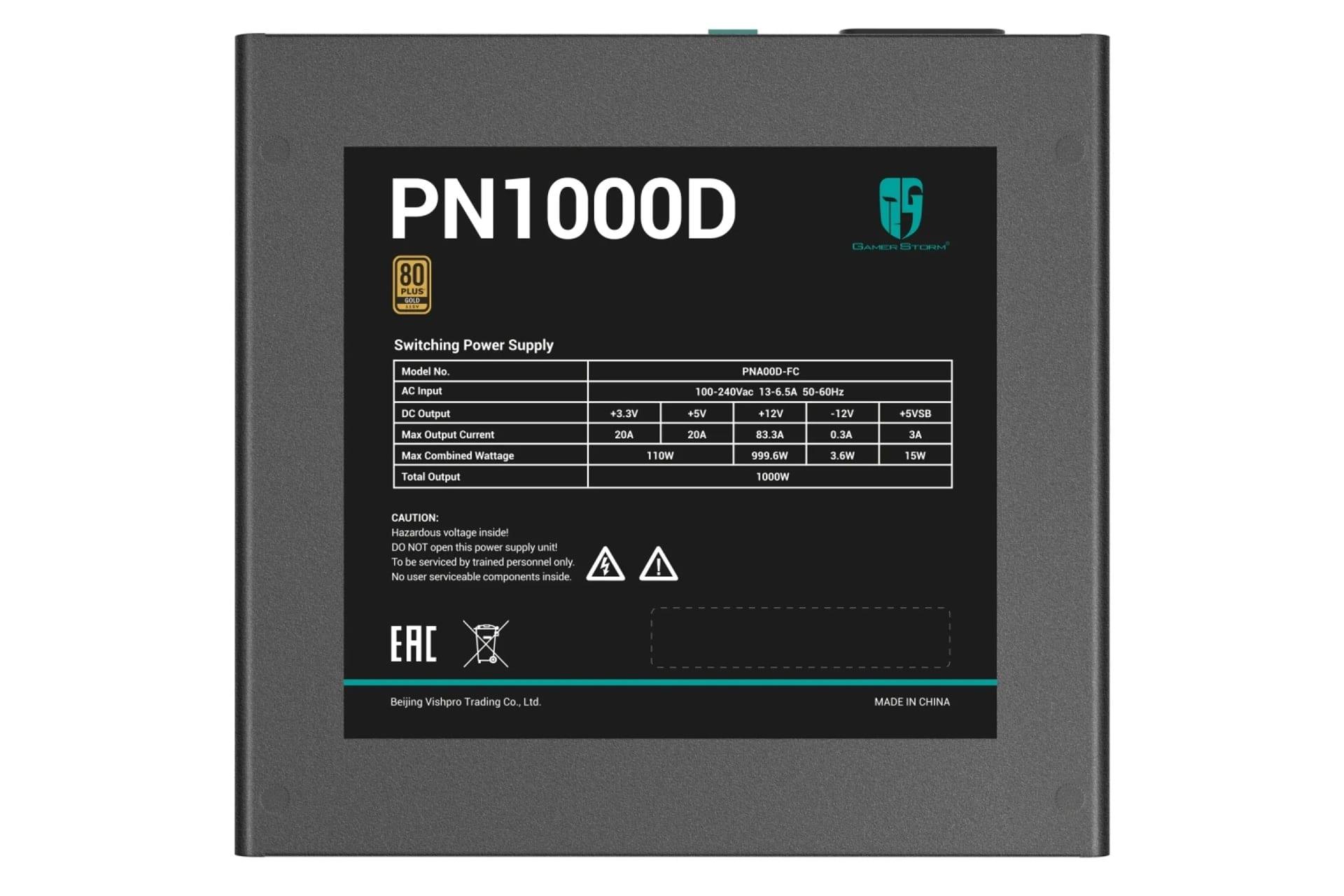 مشخصات فنی پاور کامپیوتر گیمر استورم GamerStorm PN1000D 1000W