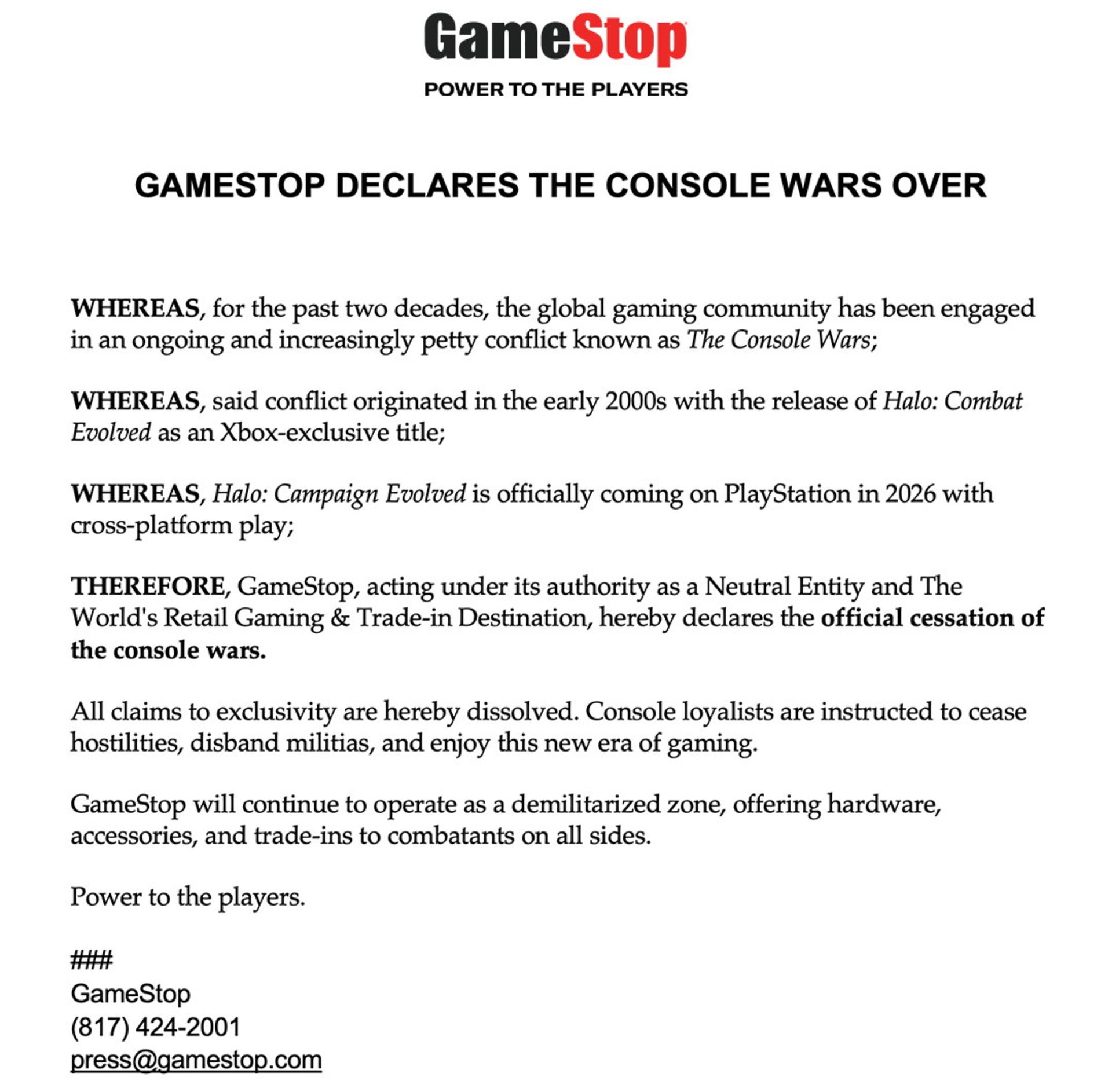 بیانیه گیم استاپ درمورد پایان جنگ کنسول‌ها
