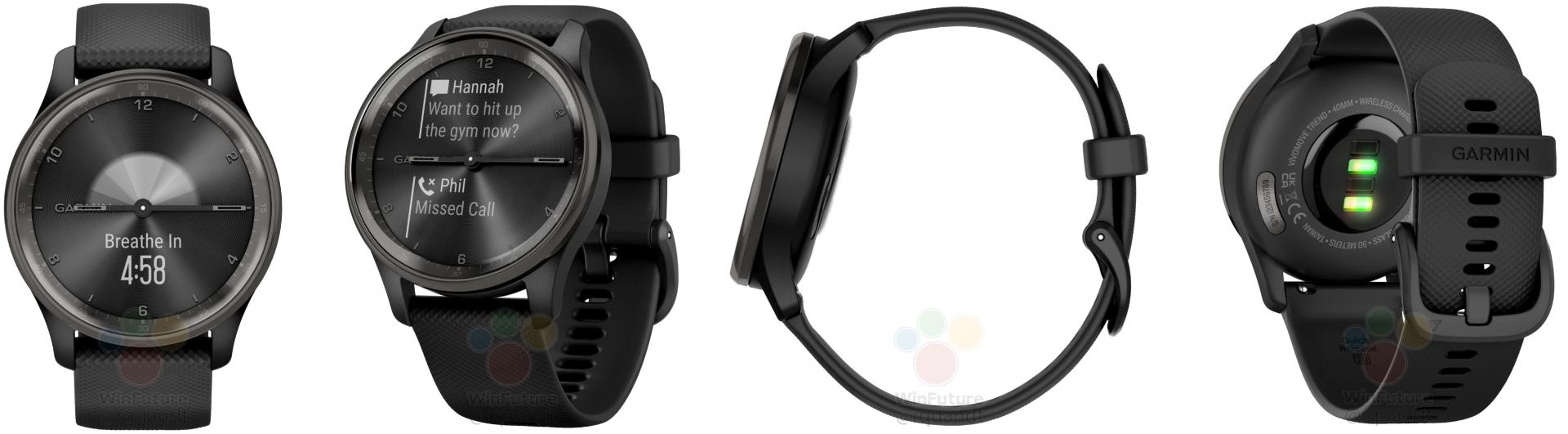 مدل مشکی ساعت گارمین Garmin Vivomore Trends از تمام زوایا