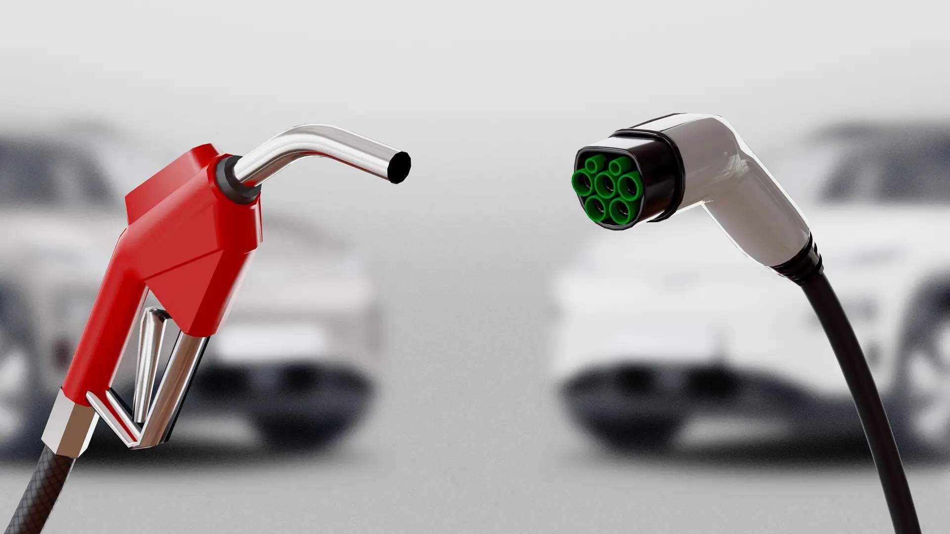 نازل بنزین درکنار شارژر خودرو برقی