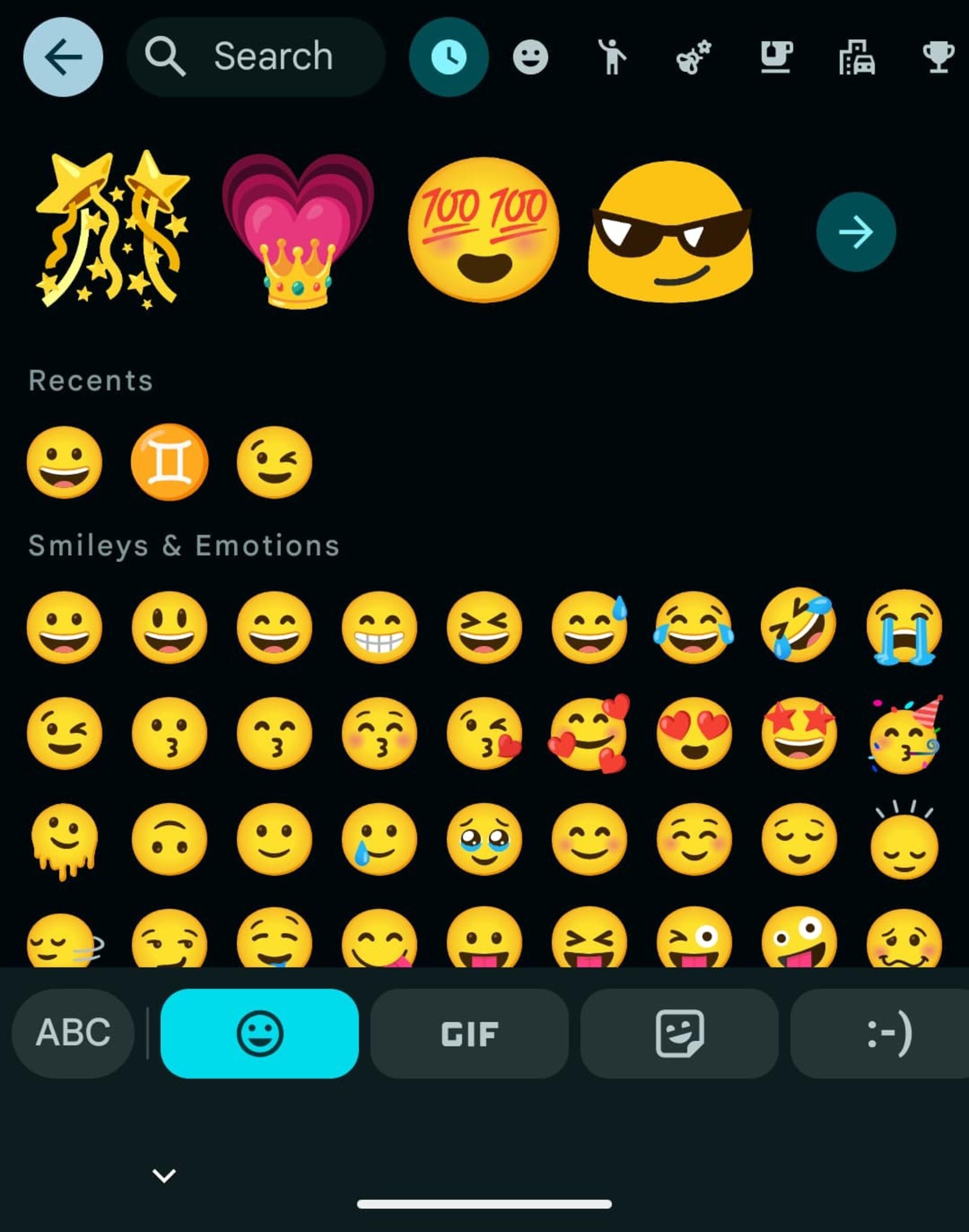 بخش ایموجی در Gboard گوگل