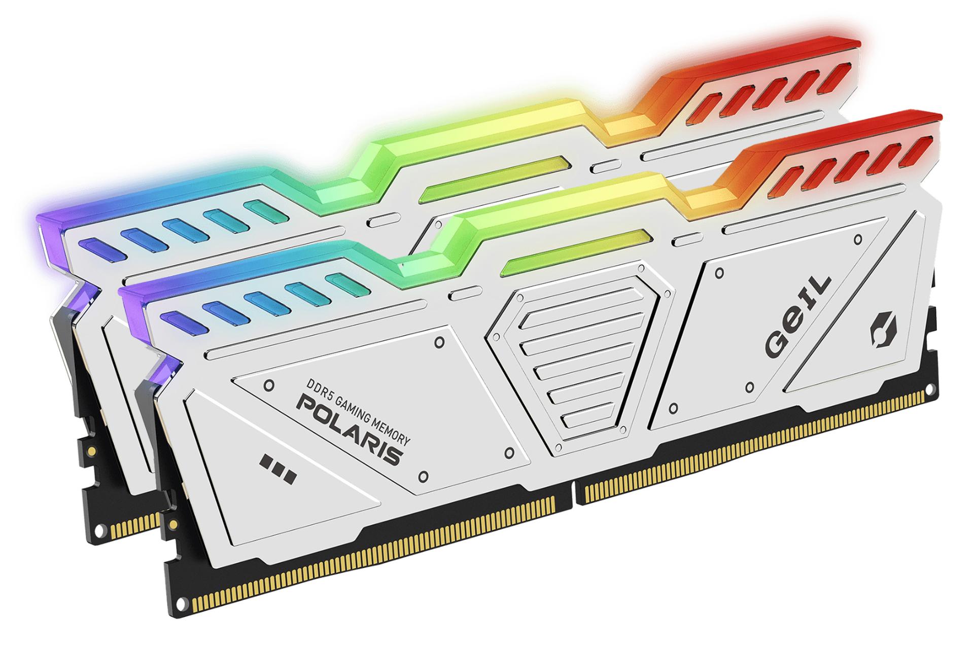 نمای کناری رنگ سفید رم گیل GEIL POLARIS RGB 32GB (2x16) DDR5-5200 CL42