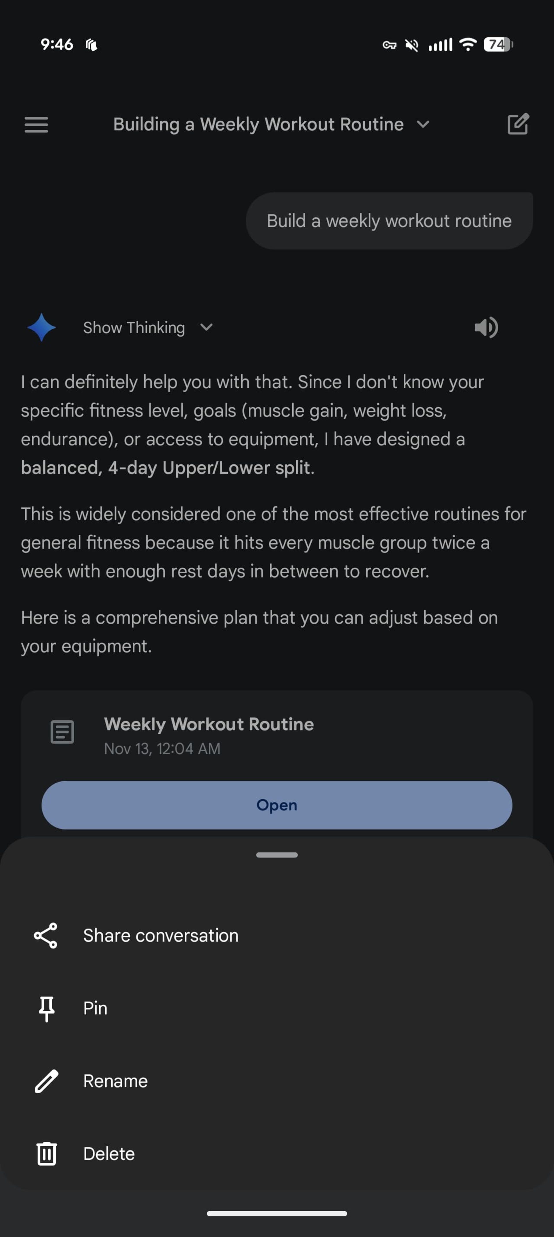 بازطراحی منو جمنای صفحه‌ی چت