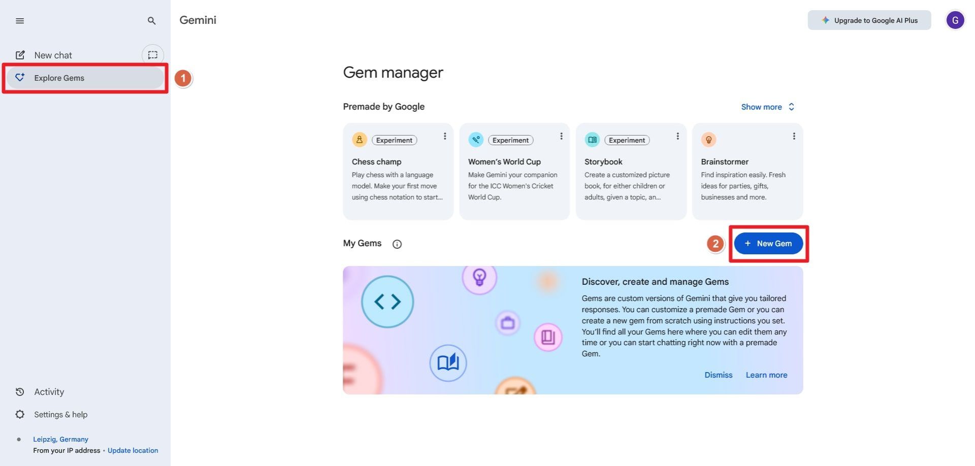 مرحله‌ی اول ساخت جم در جمنای نسخه‌ی وب