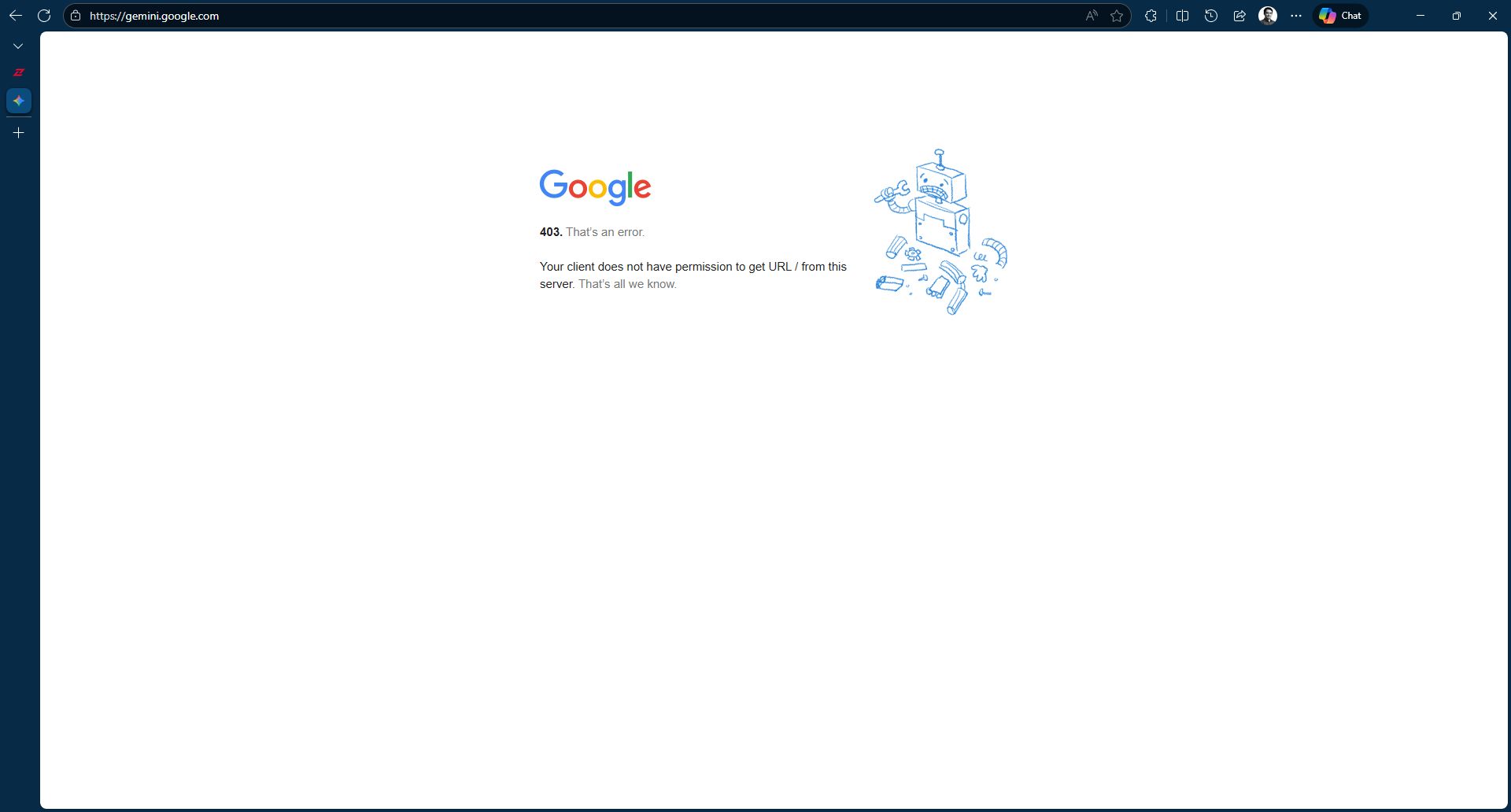 ارور ۴۰۳ نسخه وب جمنای