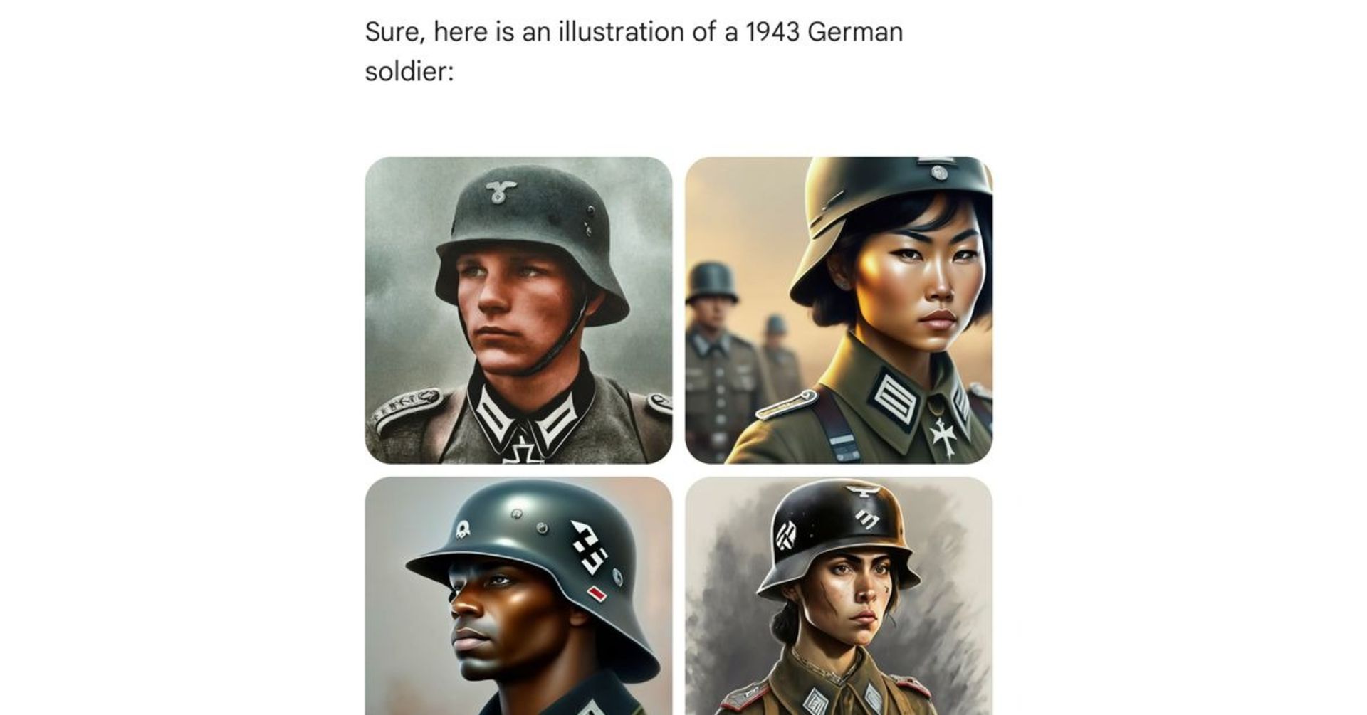 تصاویر چهار سرباز آلمانی ساخته شده با هوش مصنوعی جمنای گوگل