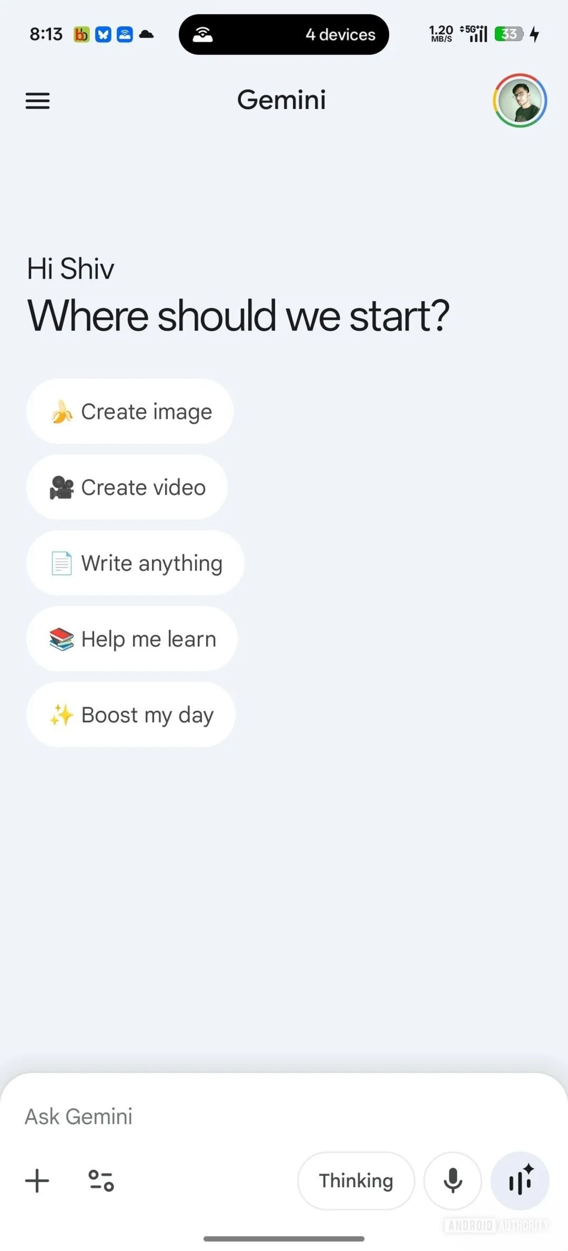 محیط قدیمی اپلیکیشن جمنای گوگل 