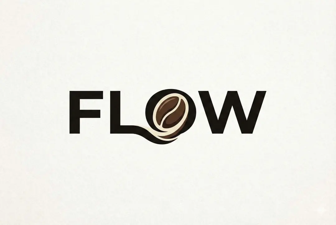لوگوی کافه به اسم Flow