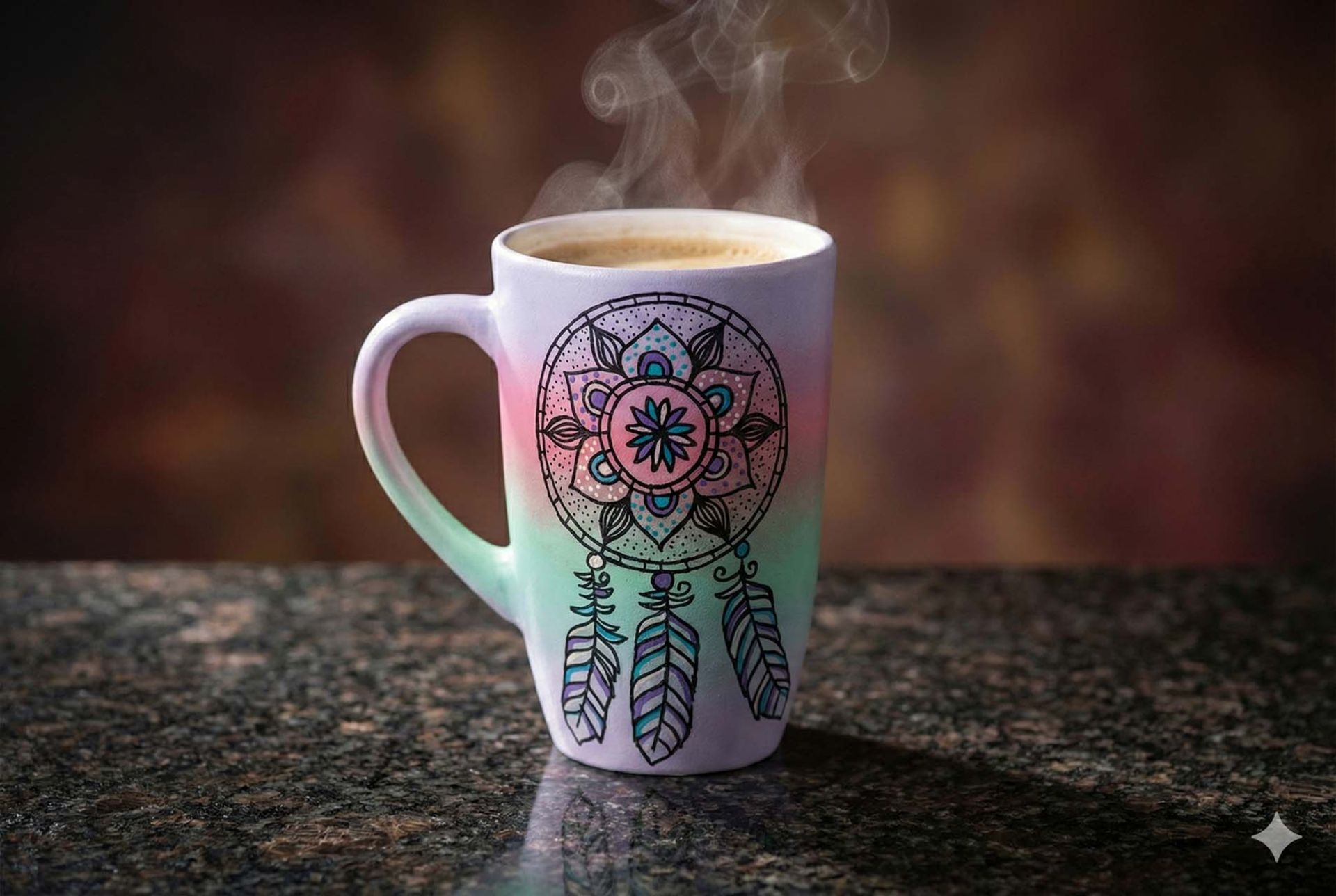 تصویر تبلیغاتی یک ماگ روی سطح سنگی 