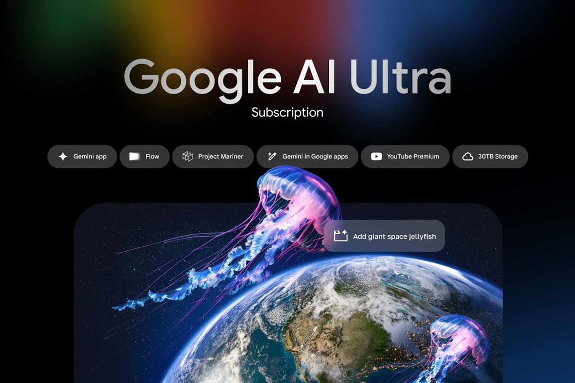 پوستری درباره‌ی اشتراک AI Ultra گوگل
