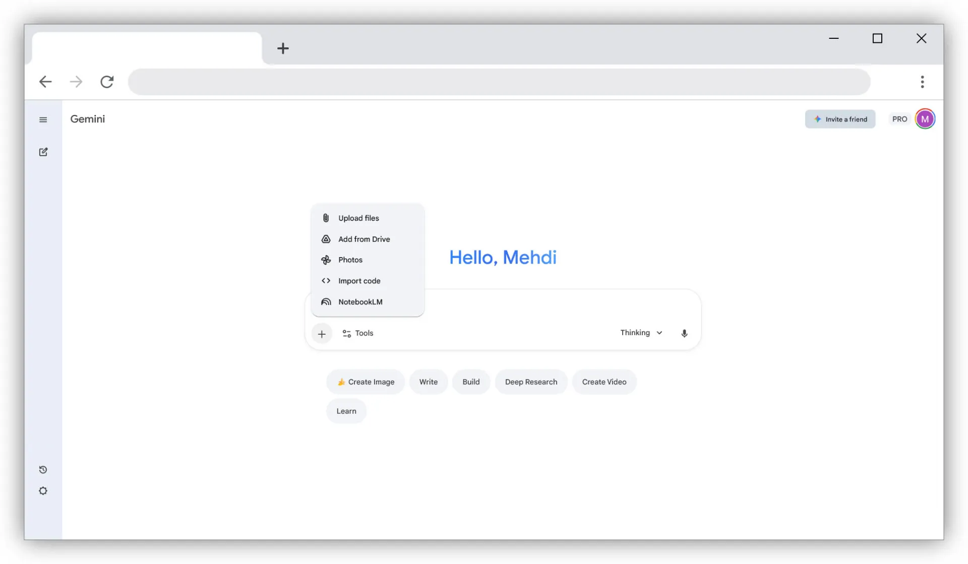 منوی ایمپورت در جمنای وب 