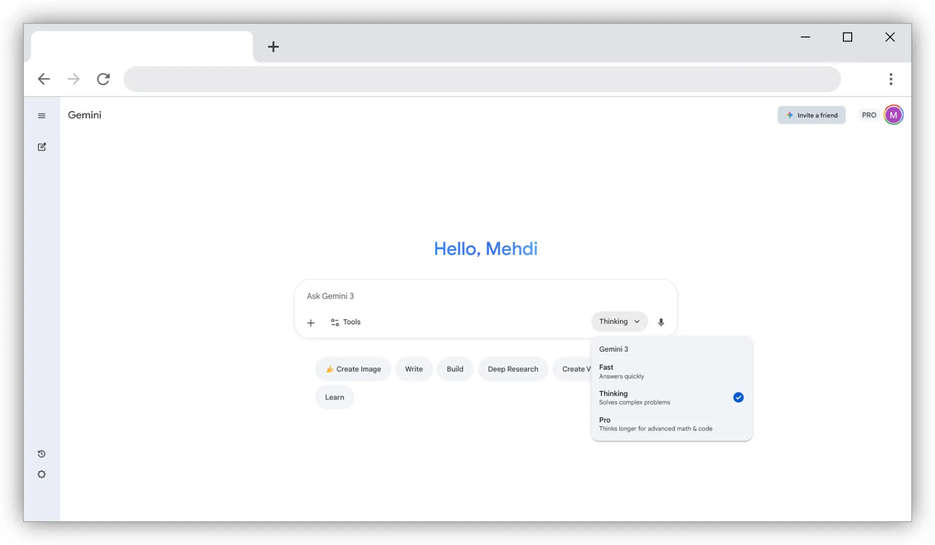 منوی انتخاب مدل‌ها در جمنای وب