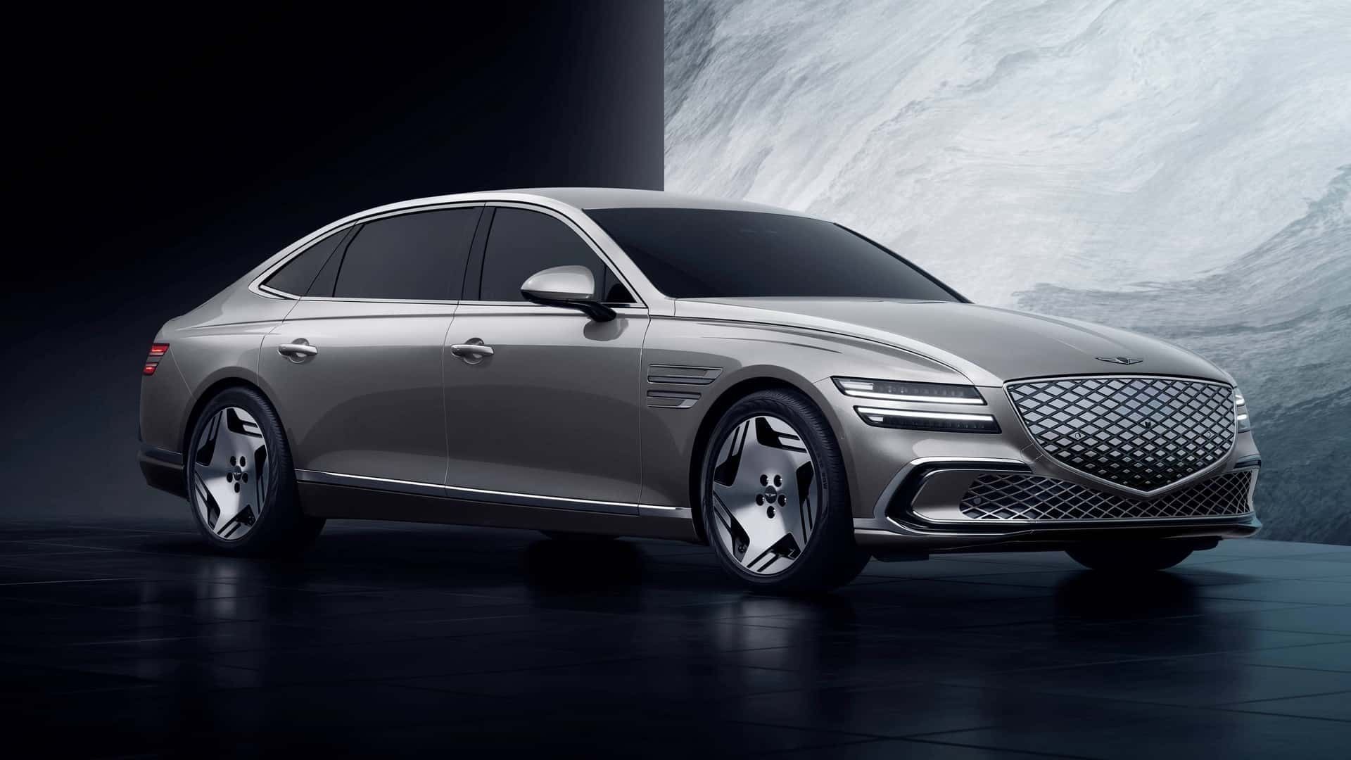 نمای سه‌چهارم جلو جنسیس G80 2026