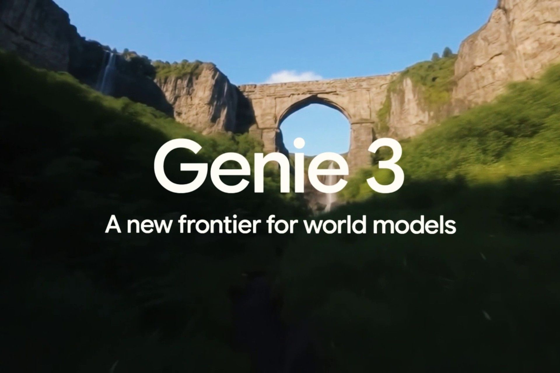 لوگو Genie 3 در پس‌زمینه‌ی پل سنگی