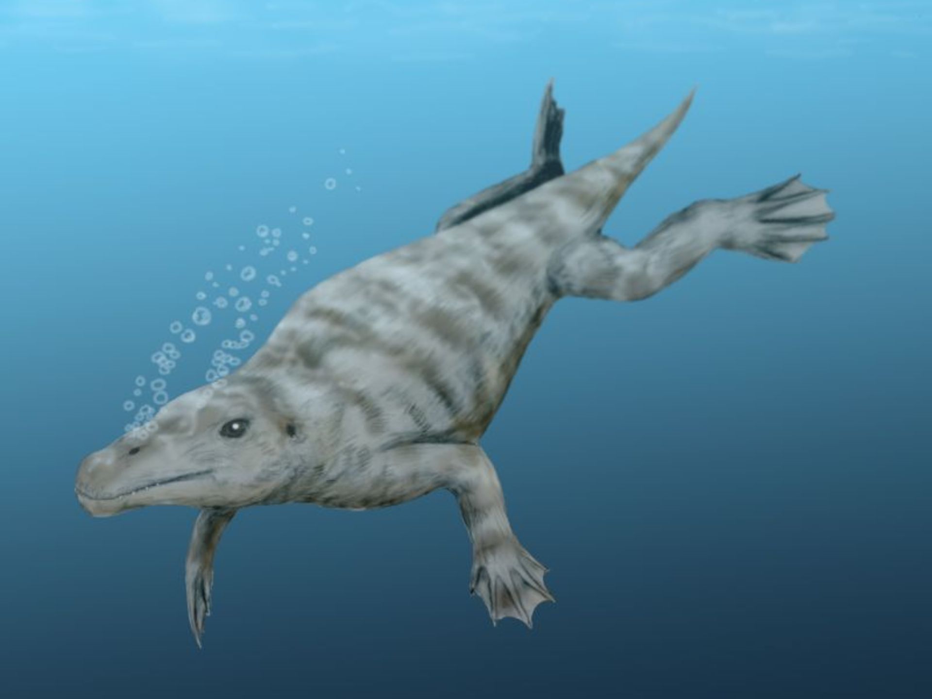 تصویرسازی جورجیاستوس Georgiacetus در آب