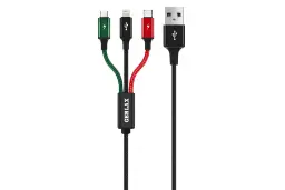کابل شارژ USB جرلکس Type-A به Type-C+Micro-USB+Lightning مدل GD-36 3in1 با طول 1.2 متر