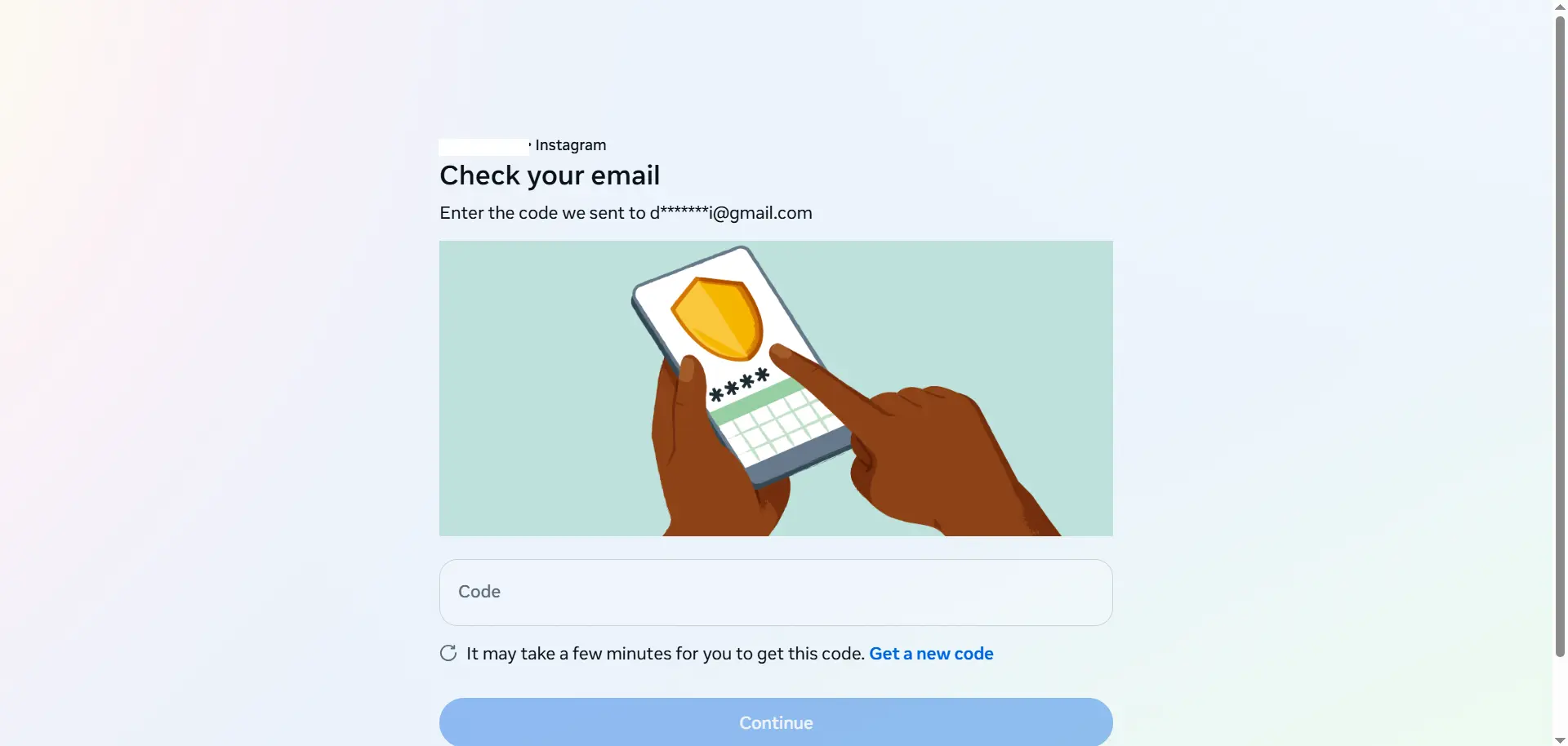 وارد کردن کد دریافتی در ایمیل برای ورود به meta business suite