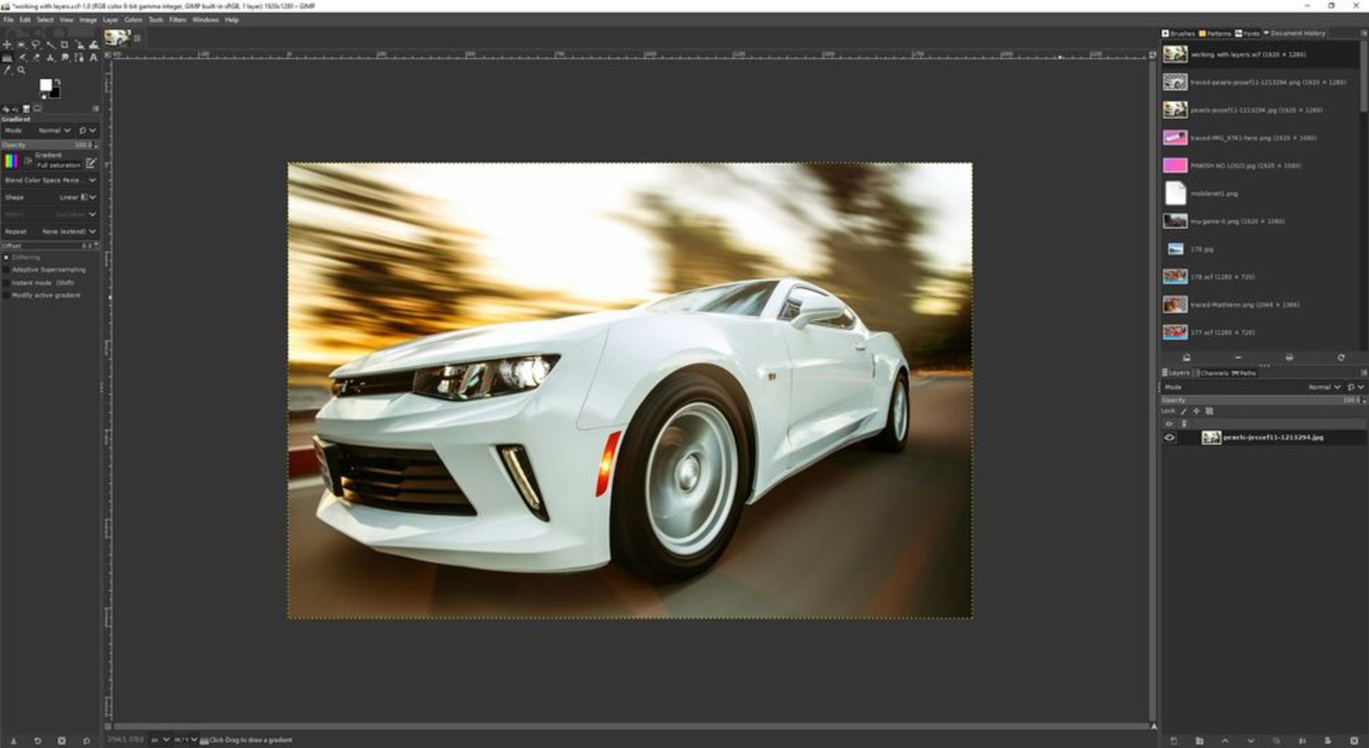 بازکردن عکس به‌عنوان یک لایه‌ی جدید در گیمپ