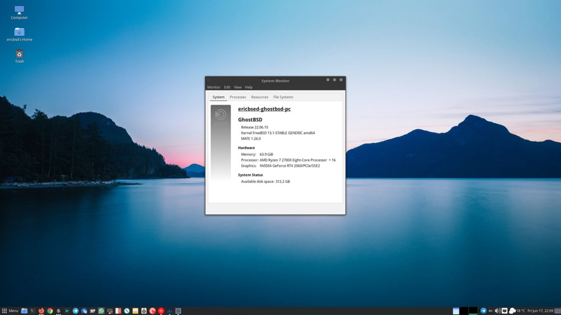 رابط کاربری سیستم‌عامل GhostBSD 