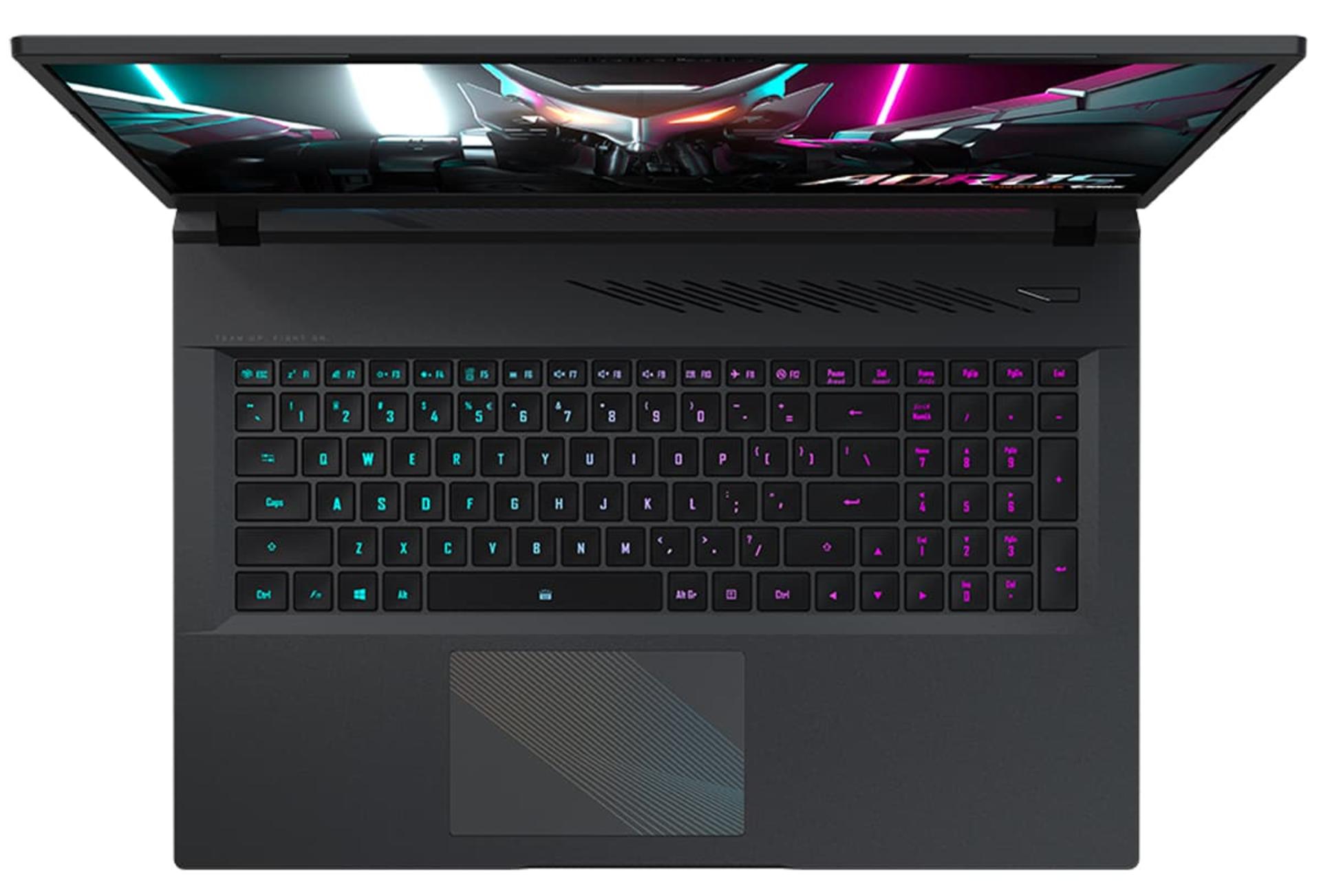 کیبورد لپ تاپ گیگابایت Gigabyte AORUS 17 2023 از نمای بالا