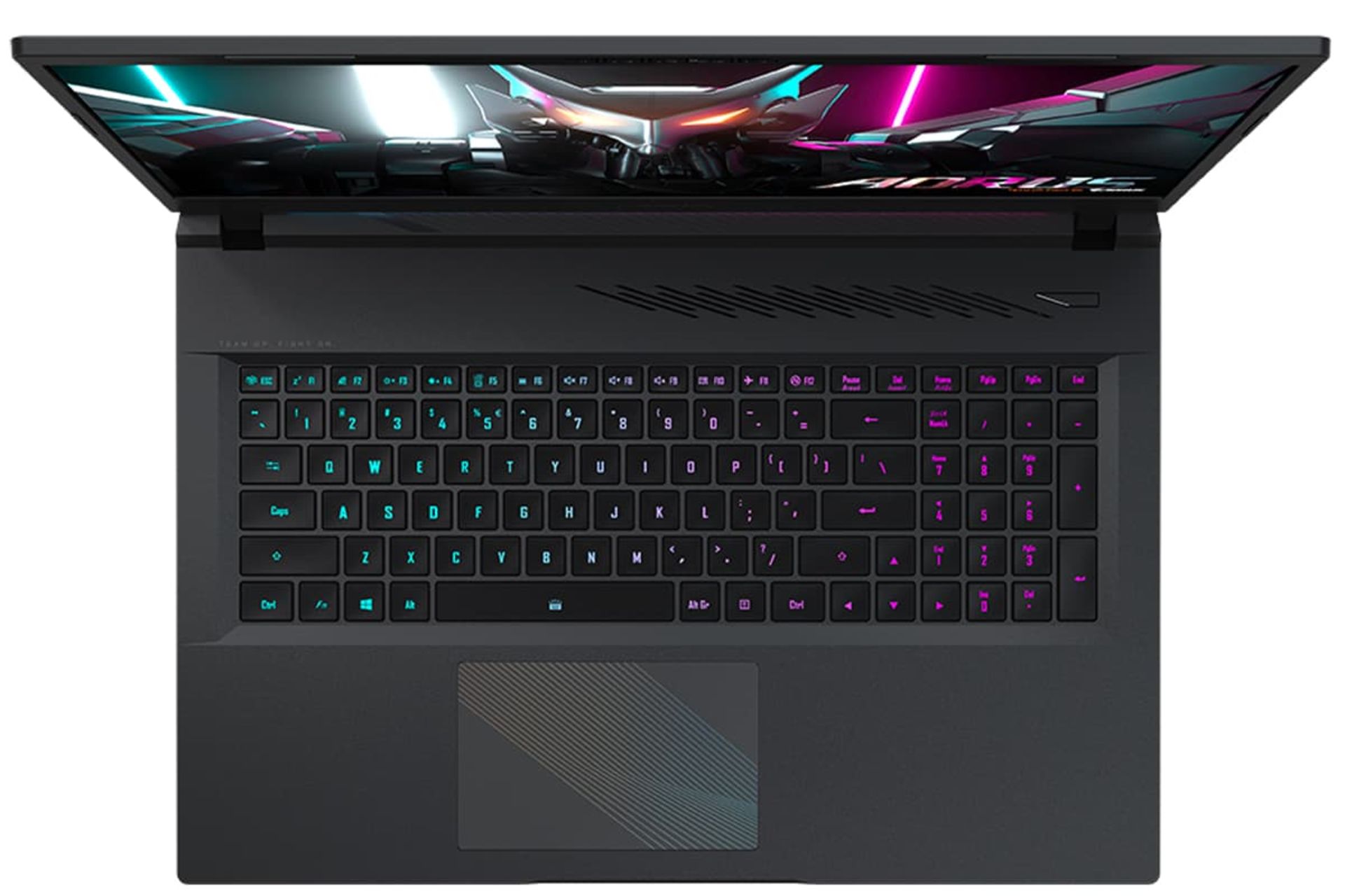 کیبورد لپ تاپ گیگابایت Gigabyte AORUS 17 2023 از نمای بالا