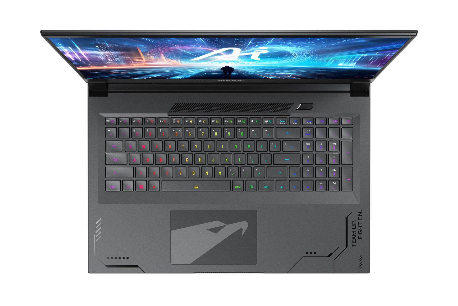 نمای بالا لپتاپ AORUS 17x گیگابایت