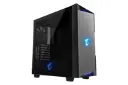 نمای نیمرخ کیس کامپیوتر گیگابایت AORUS C300 GLASS با نمایش نورپردازی پنل جلو و سمت چپ