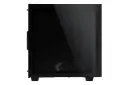 نمای پنل سمت چپ کیس کامپیوتر گیگابایت AORUS C300 GLASS با نمایش محل نصب مادربرد و نورپردازی لوگو