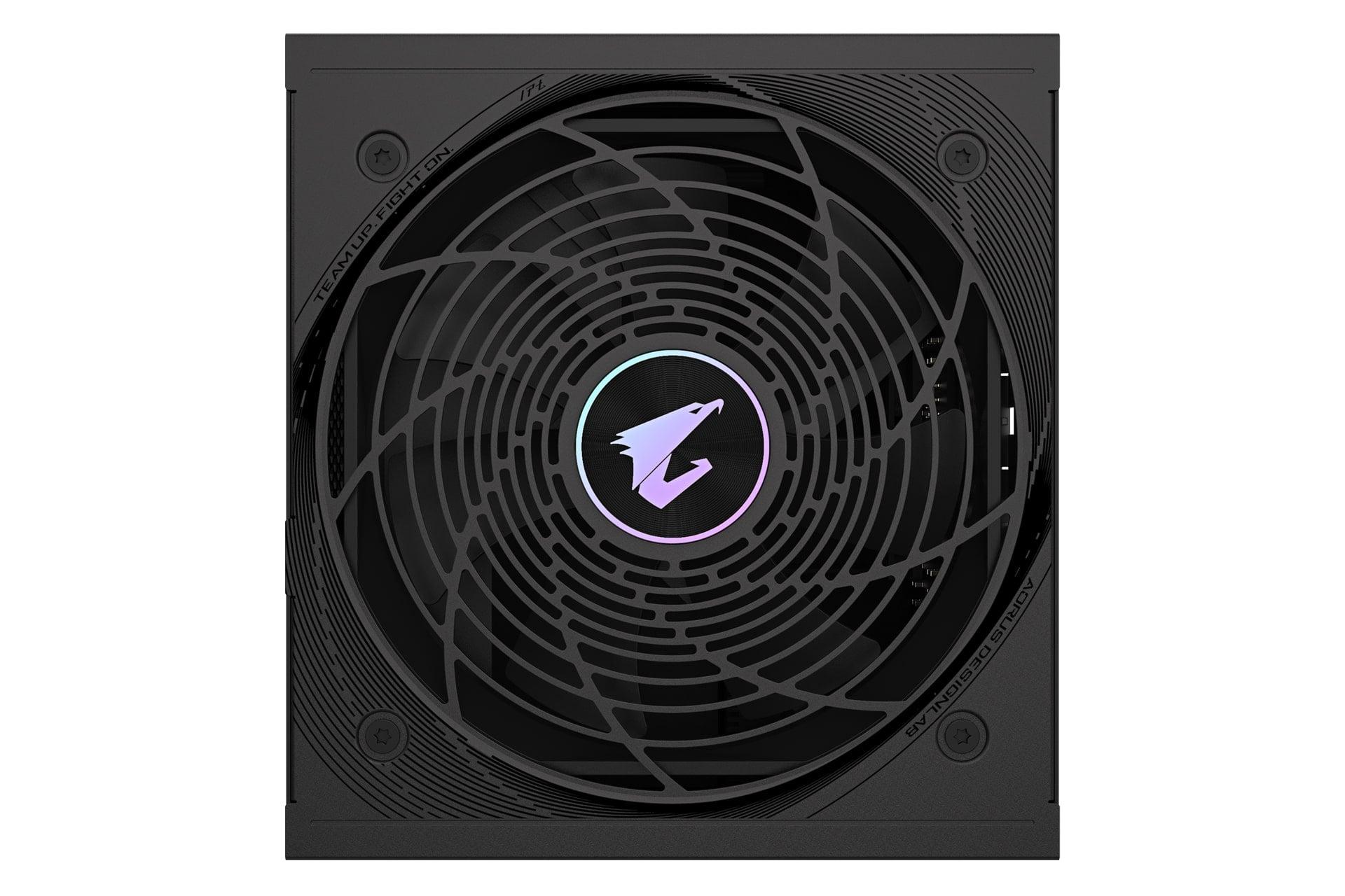 پاور کامپیوتر گیگابایت GIGABYTE AORUS ELITE P1000W Platinum 1000W مشکی از نمای بالا