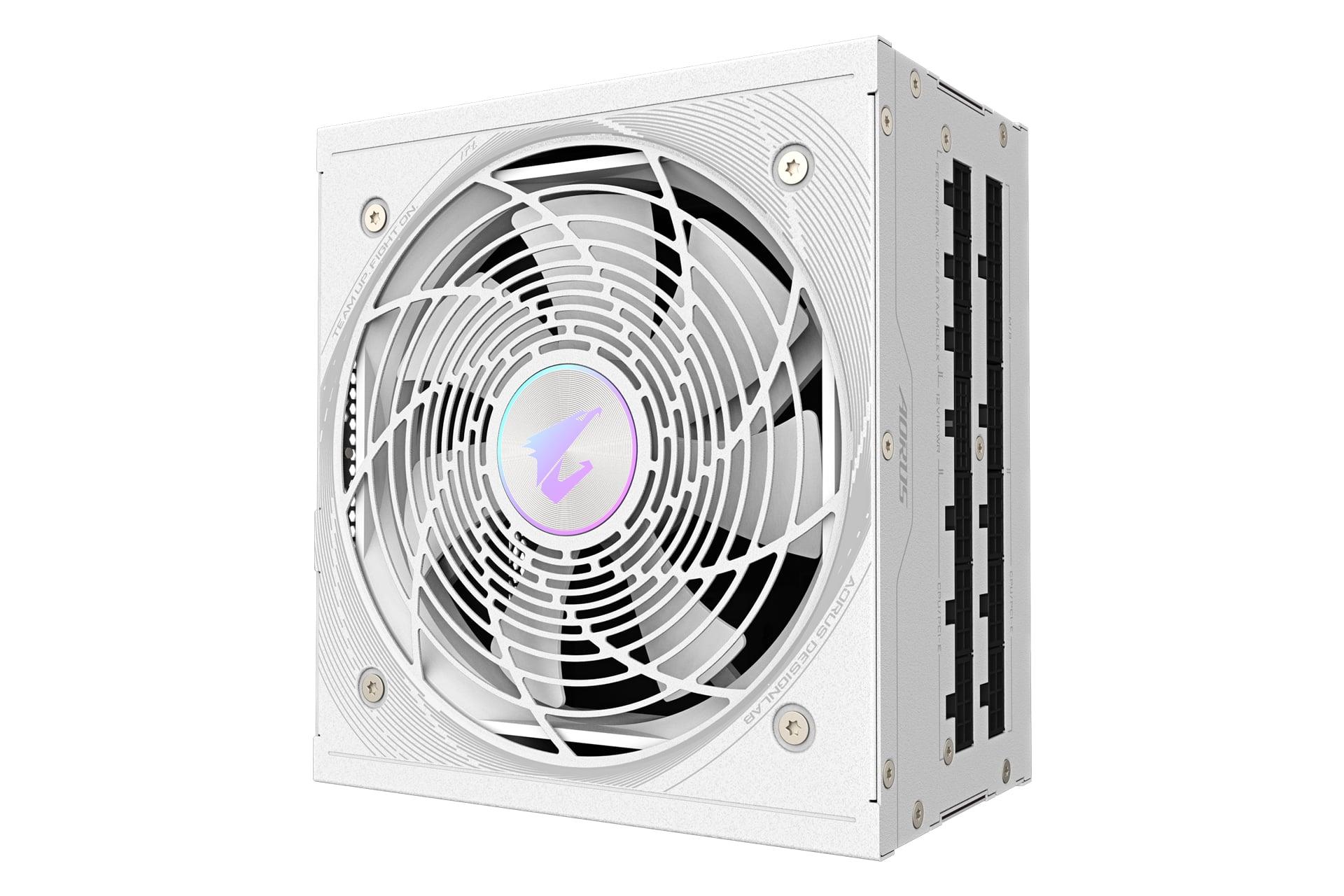 پاور کامپیوتر گیگابایت GIGABYTE AORUS ELITE P850W Platinum 850W سفید از نمای کناری