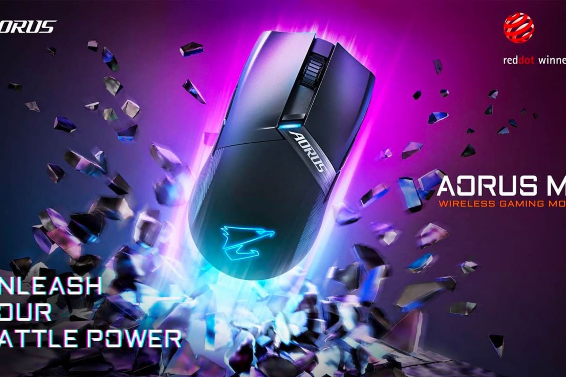 نمای بالا ماوس بی سیم گیگابایت AORUS M6 مشکی