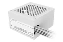 نمای نیمرخ پاور کامپیوتر گیگابایت P650SS ICE با توان 650 وات با نمایش پنل پشت و کابل‌ها