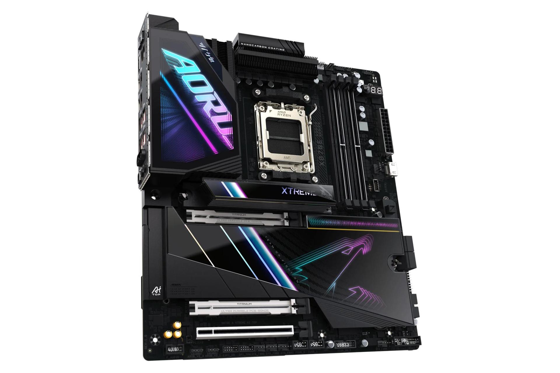 نمای سمت چپ مادربرد گیگابایت X870E AORUS XTREME AI TOP (rev. 1.x)