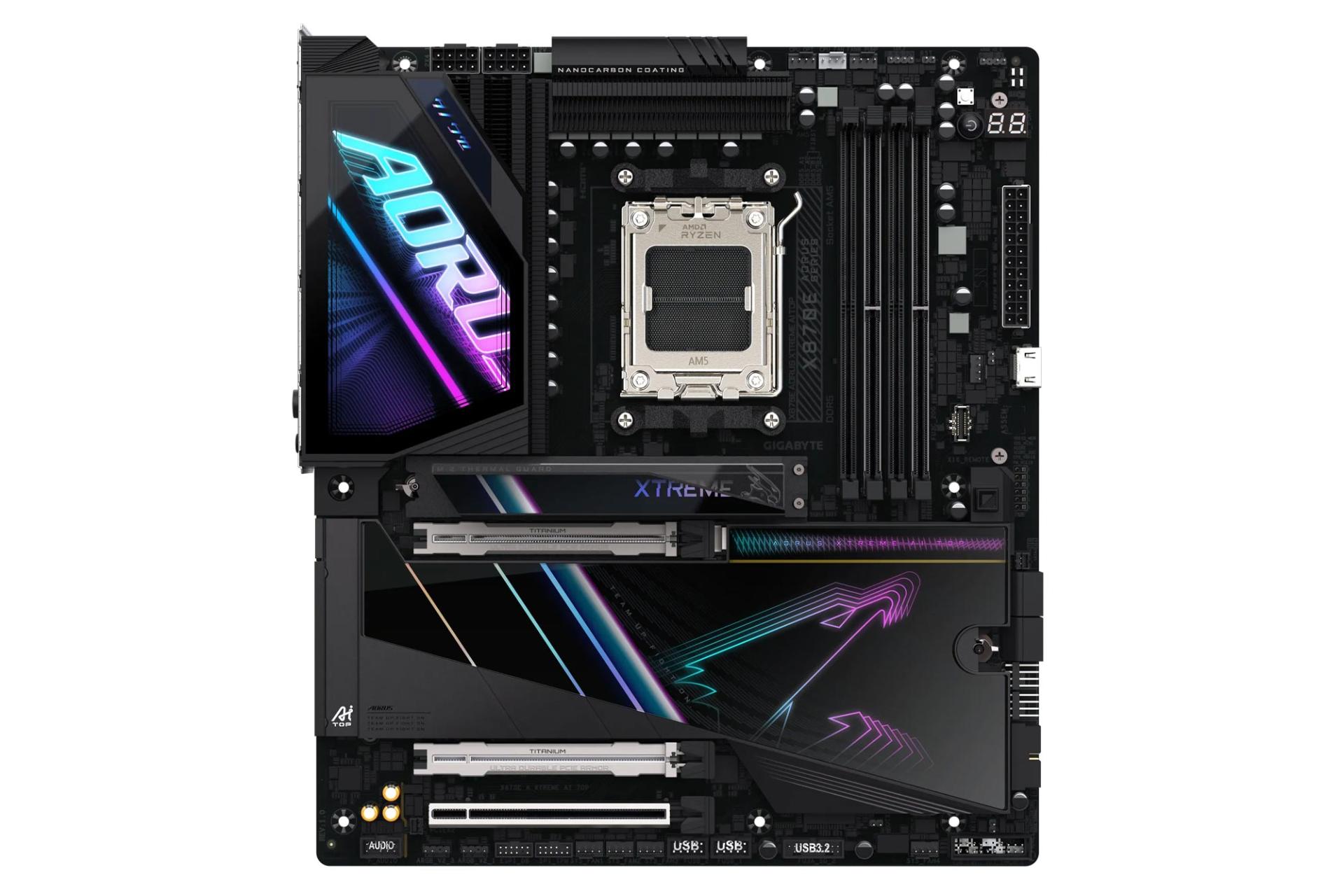 مادربرد گیگابایت X870E AORUS XTREME AI TOP (rev. 1.x) نمای بالا