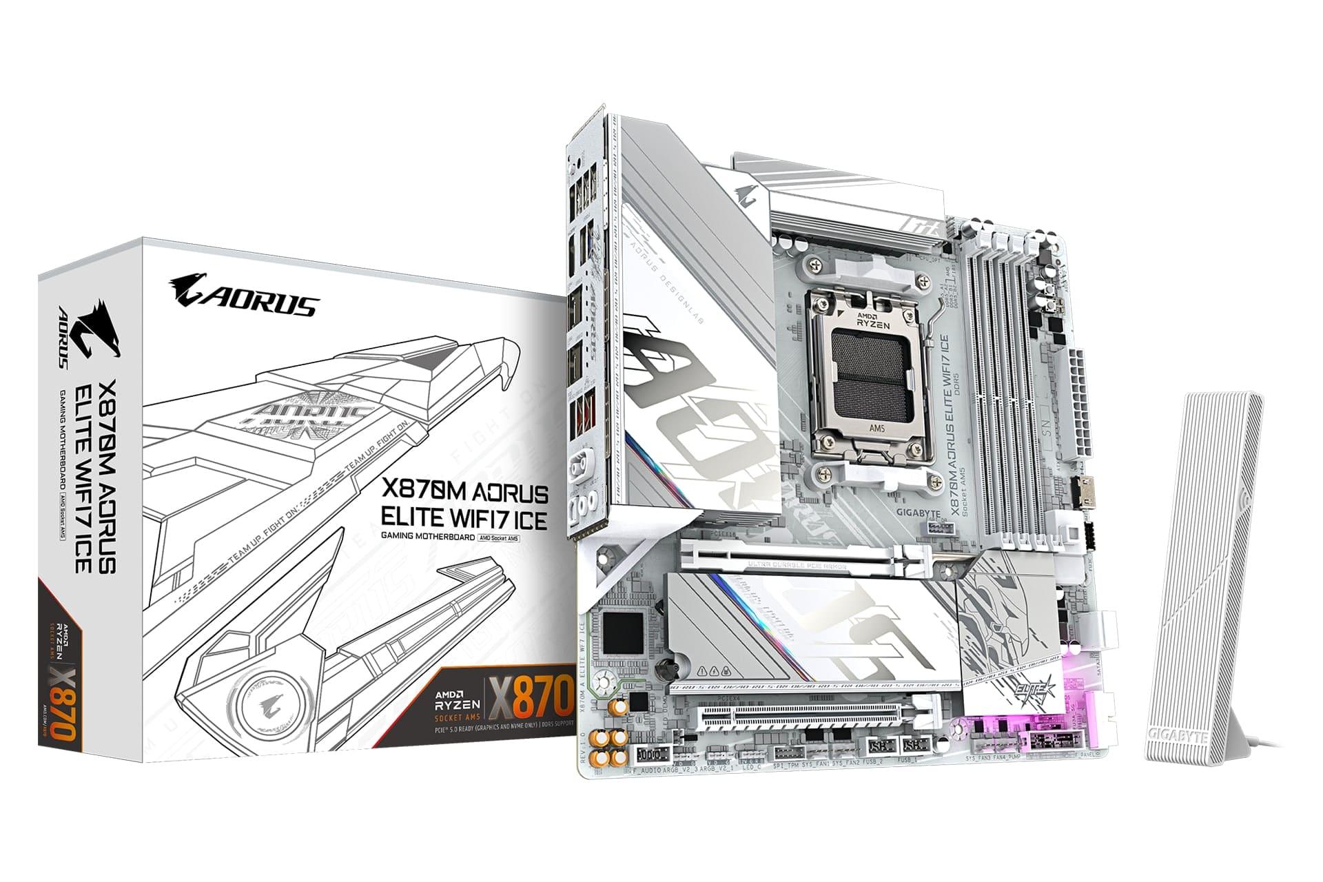 جعبه مادربرد گیگابایت GIGABYTE X870M AORUS ELITE WIFI7 ICE