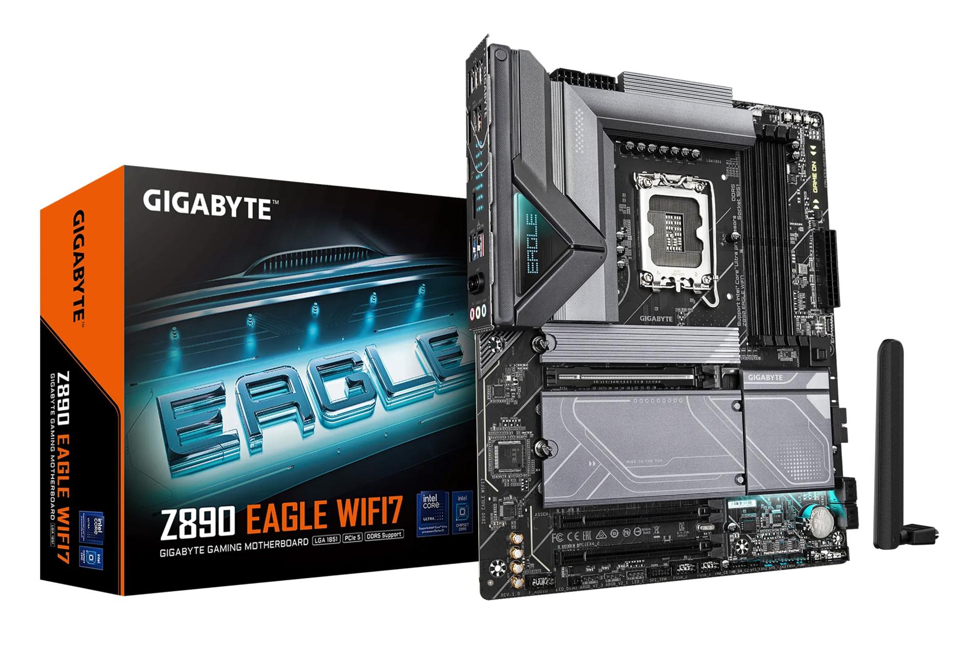 مادربرد گیگابایت GIGABYTE Z890 EAGLE WIFI7 به همراه آنتن وای فای و جعبه