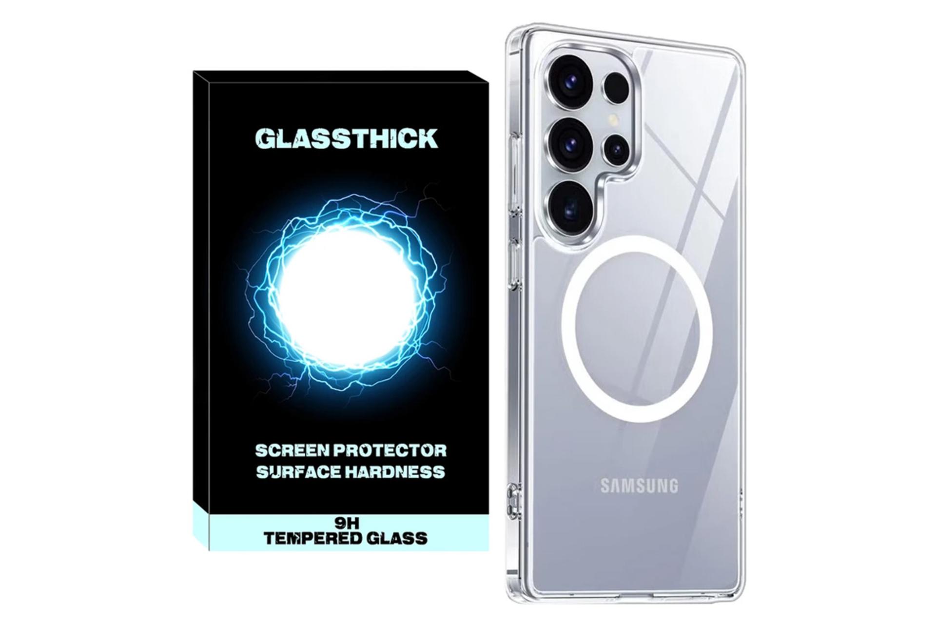 جعبه قاب گوشی گلستیک مدل Transparent Magsafe GL مناسب سامسونگ Galaxy S25 Ultra