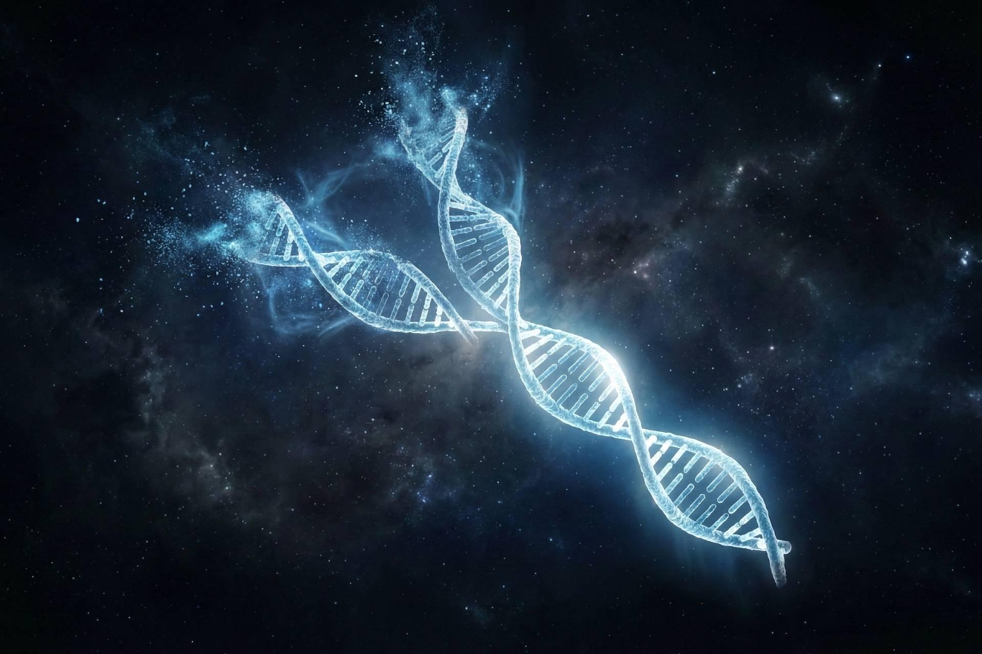 تصویرسازی رشته DNA آبی‌رنگِ در حال ساییدگی که نشان‌دهنده کروموزوم Y است.