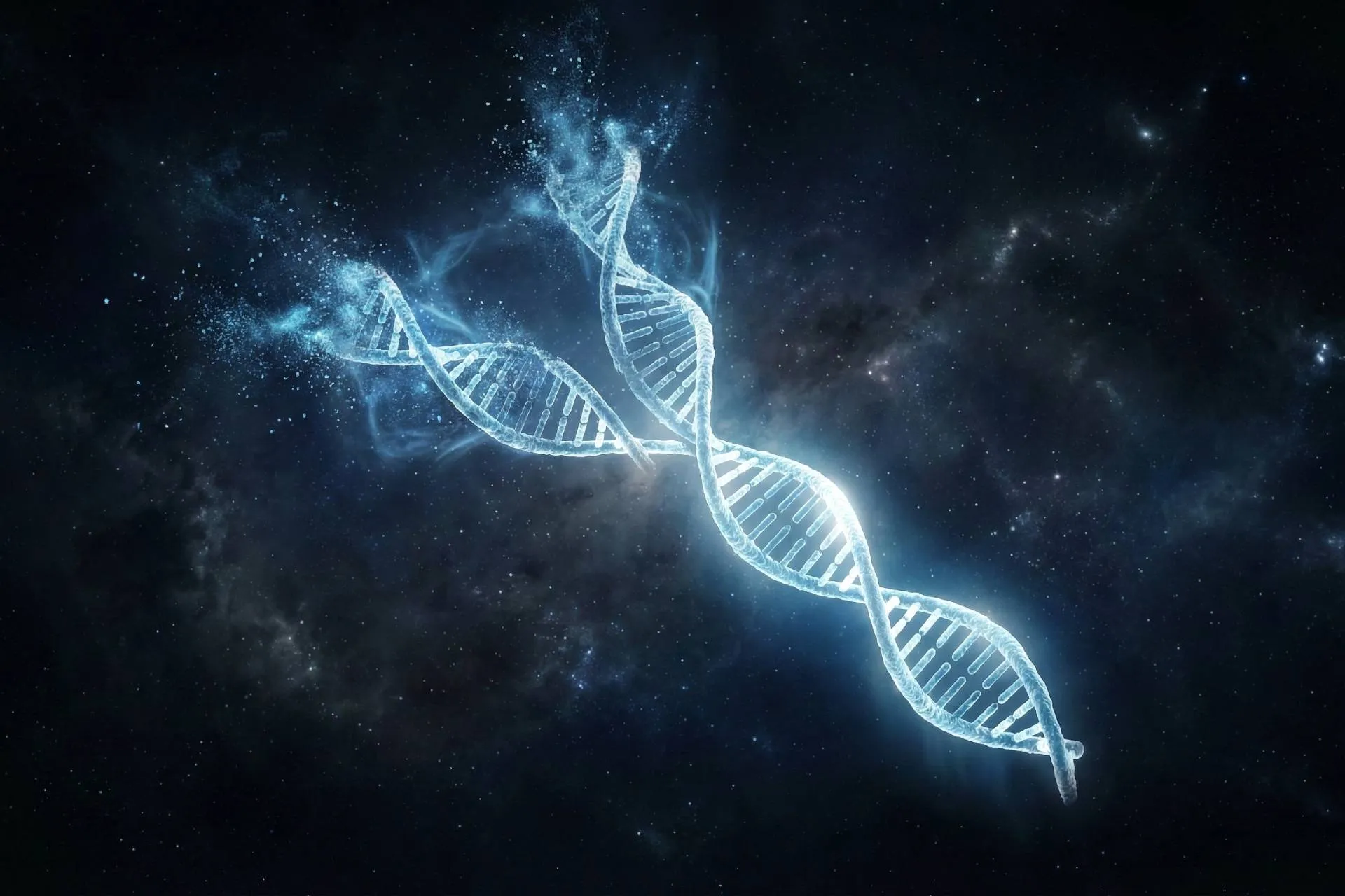 تصویرسازی رشته DNA آبی‌رنگِ در حال ساییدگی که نشان‌دهنده کروموزوم Y است.