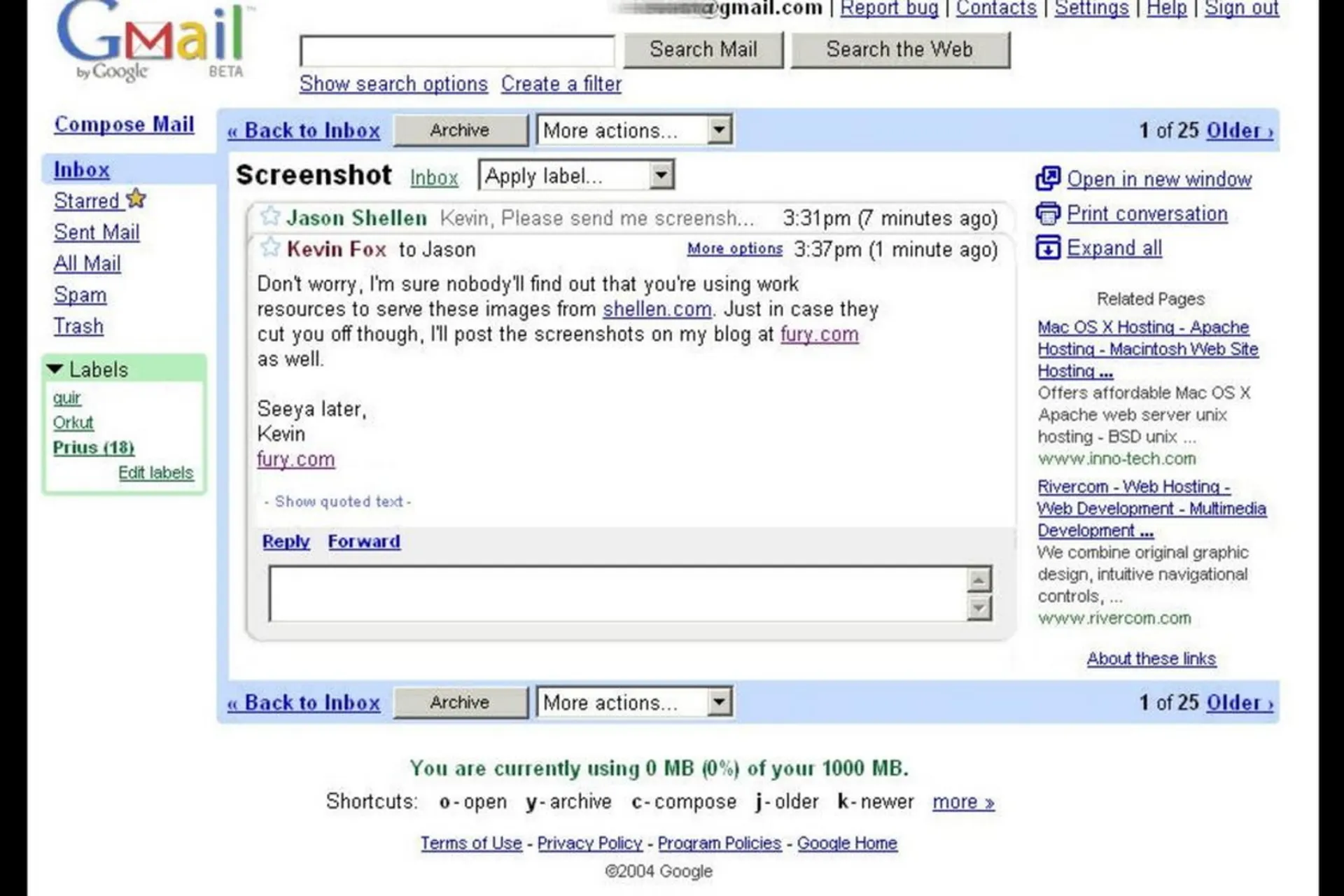 Gmail in 2004