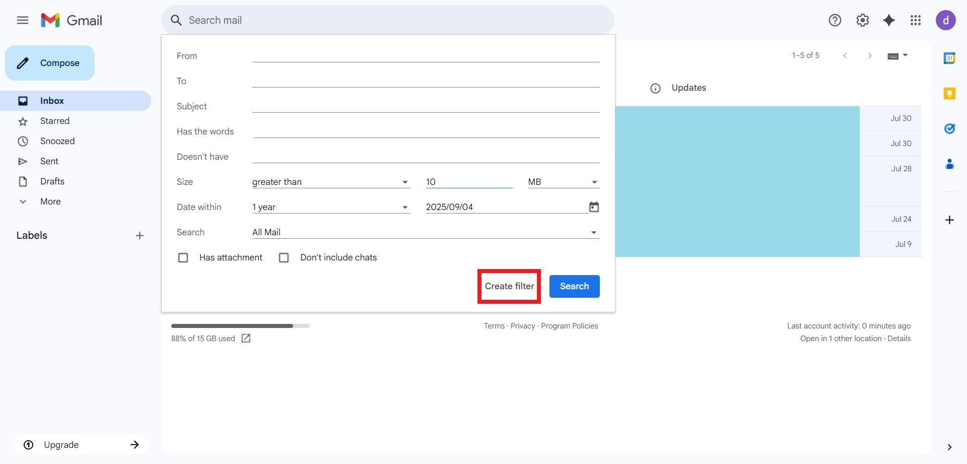 ایجاد فیلتر در جیمیل