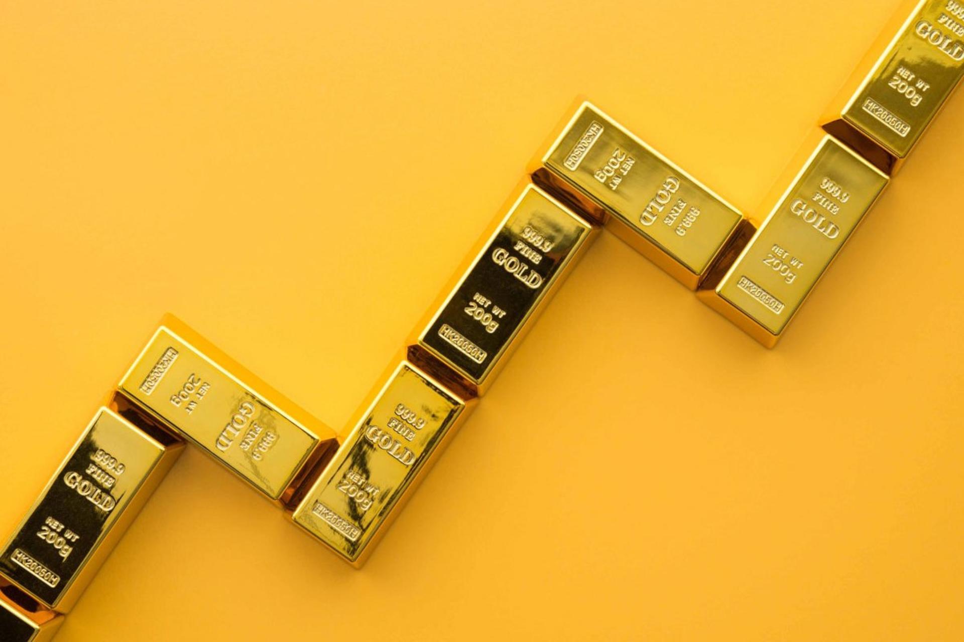 شمش های طلا به شکل نمودار صعودی