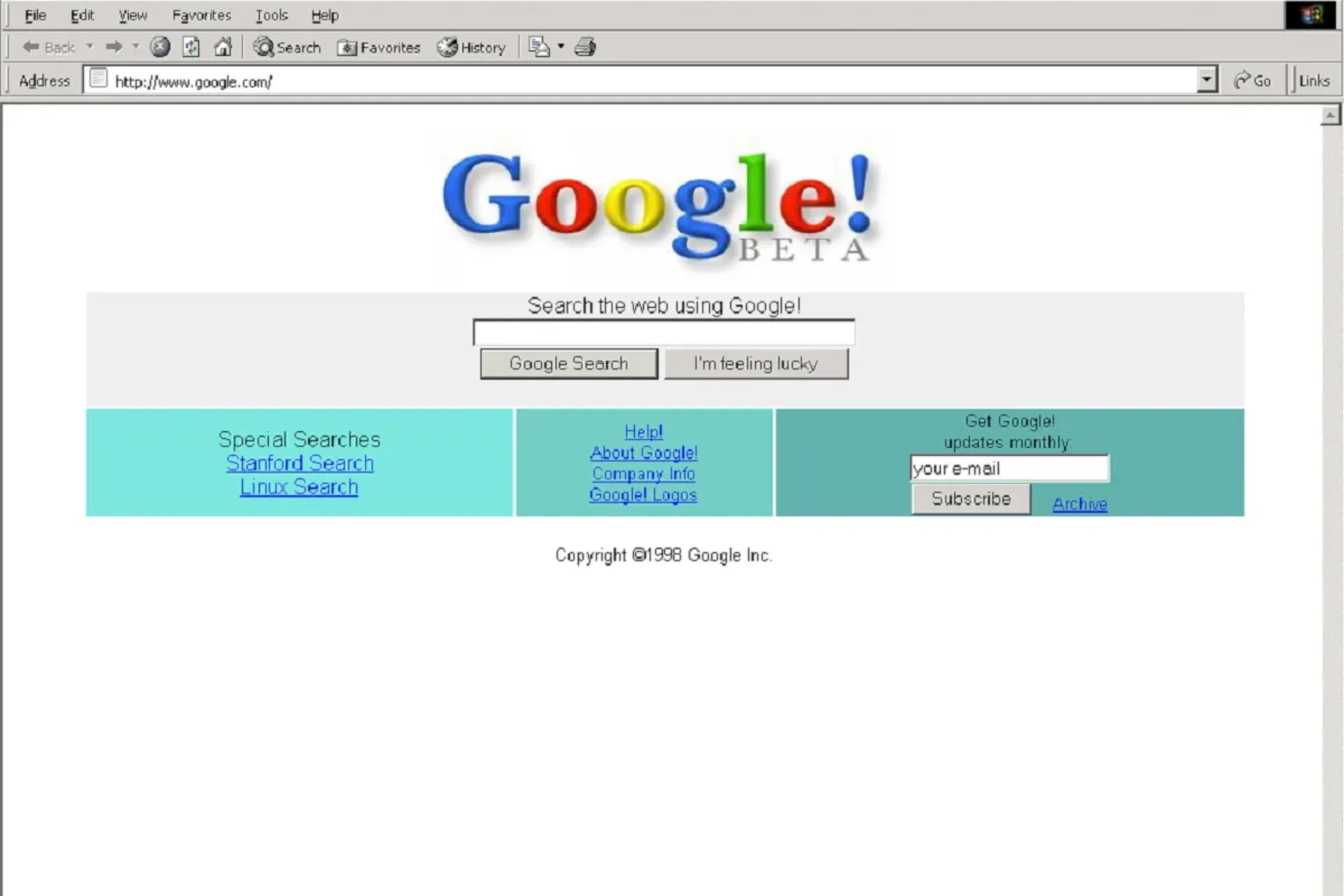 Google page in 1998