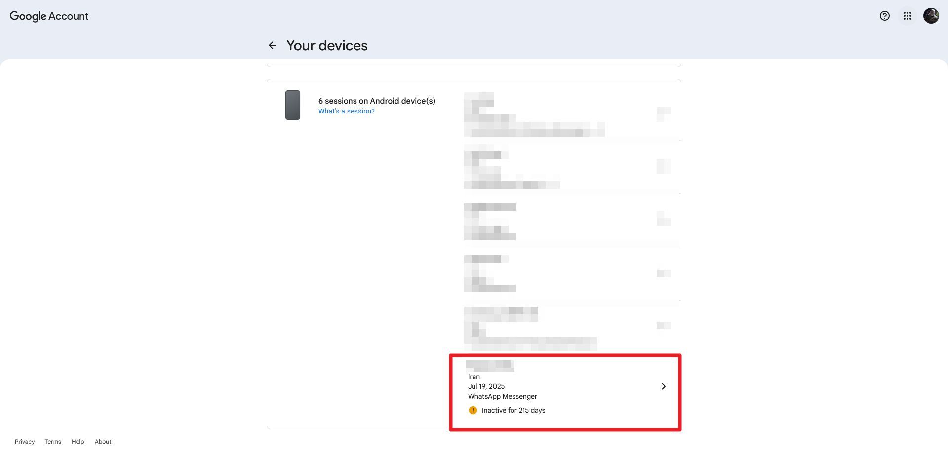 مراحل خروج از اکانت گوگل یک دستگاه خاص در دسکتاپ