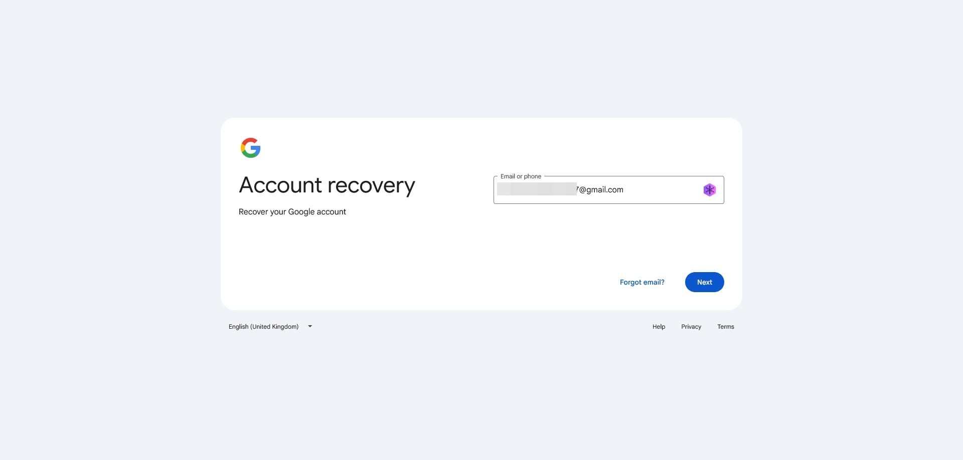 بازیابی اکانت گوگل - مرحله اول - وارد کردن ایمیل برای بازیابی کردن