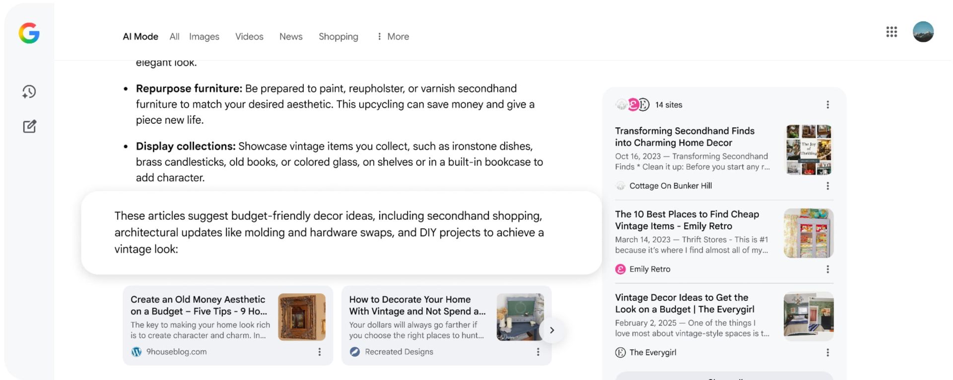 برجسته‌کردن لینک‌ها در حالت AI Mode