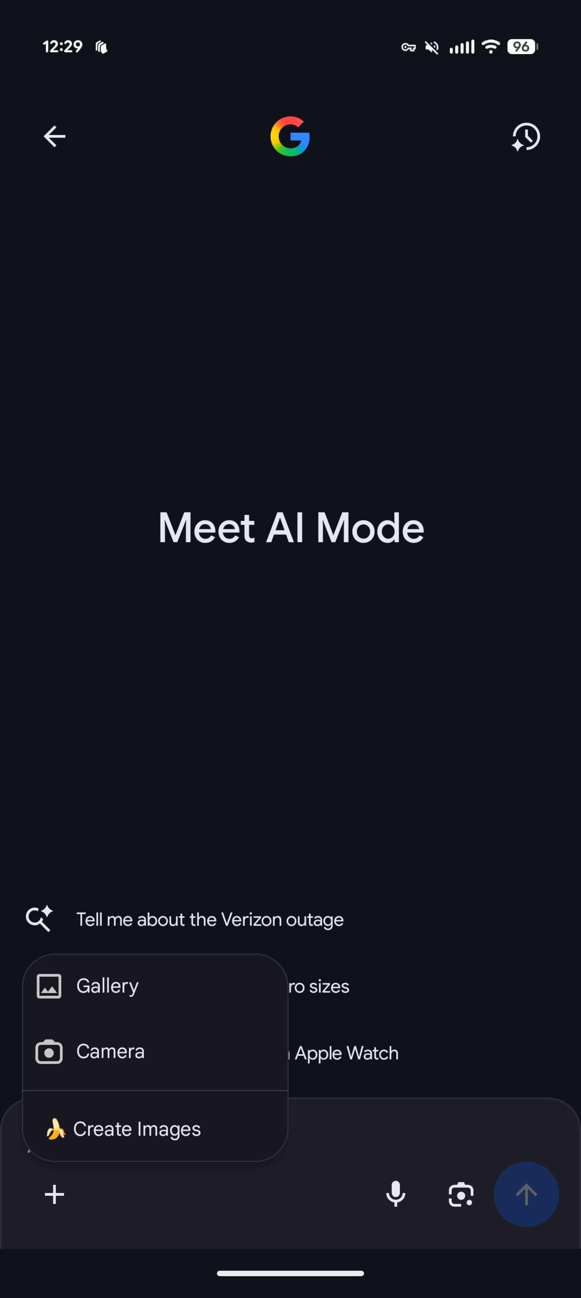 صفحه‌ی هوش مصنوعی نانو بنانا در AI Mode گوگل